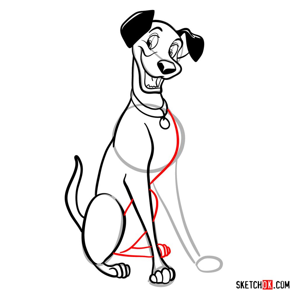 How to draw Pongo from 101 Dalmatians - step 13