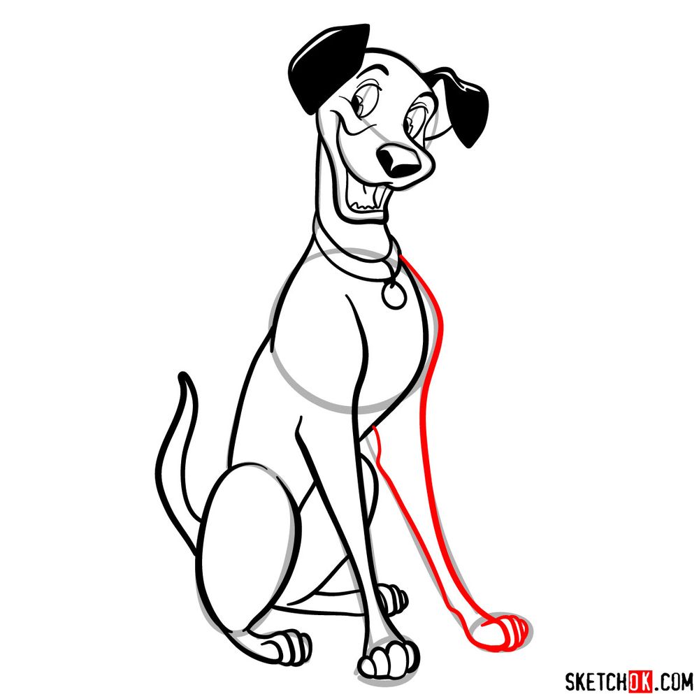 How to draw Pongo from 101 Dalmatians - step 14