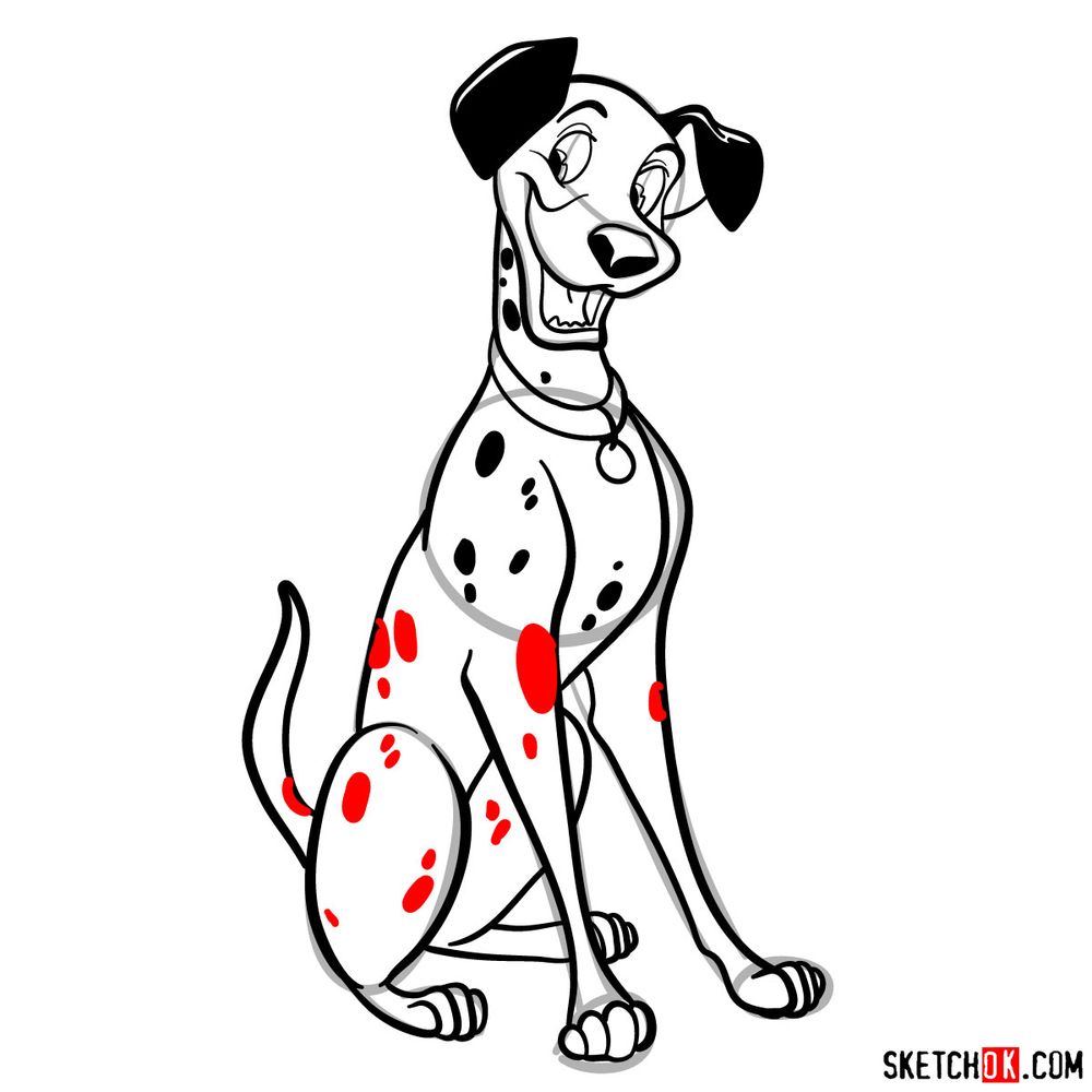 How to draw Pongo from 101 Dalmatians - step 16