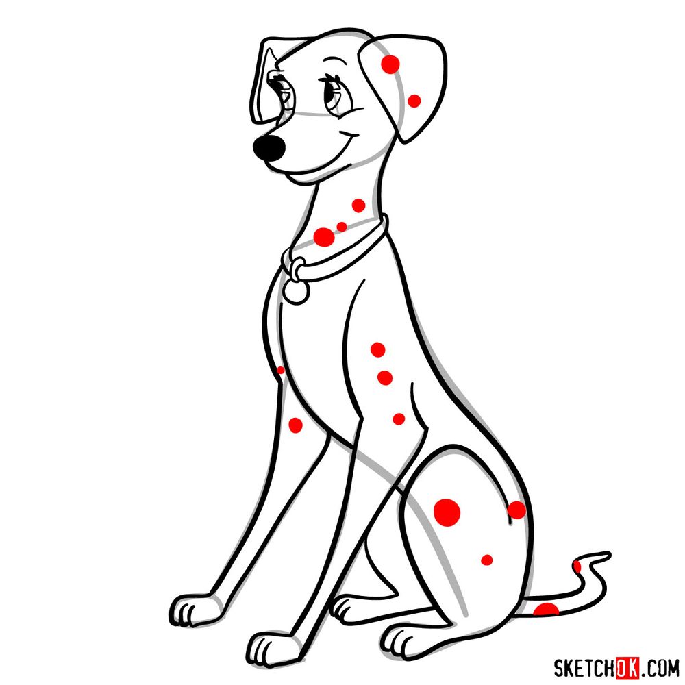 How to draw Perdita (101 Dalmatians) - step 16