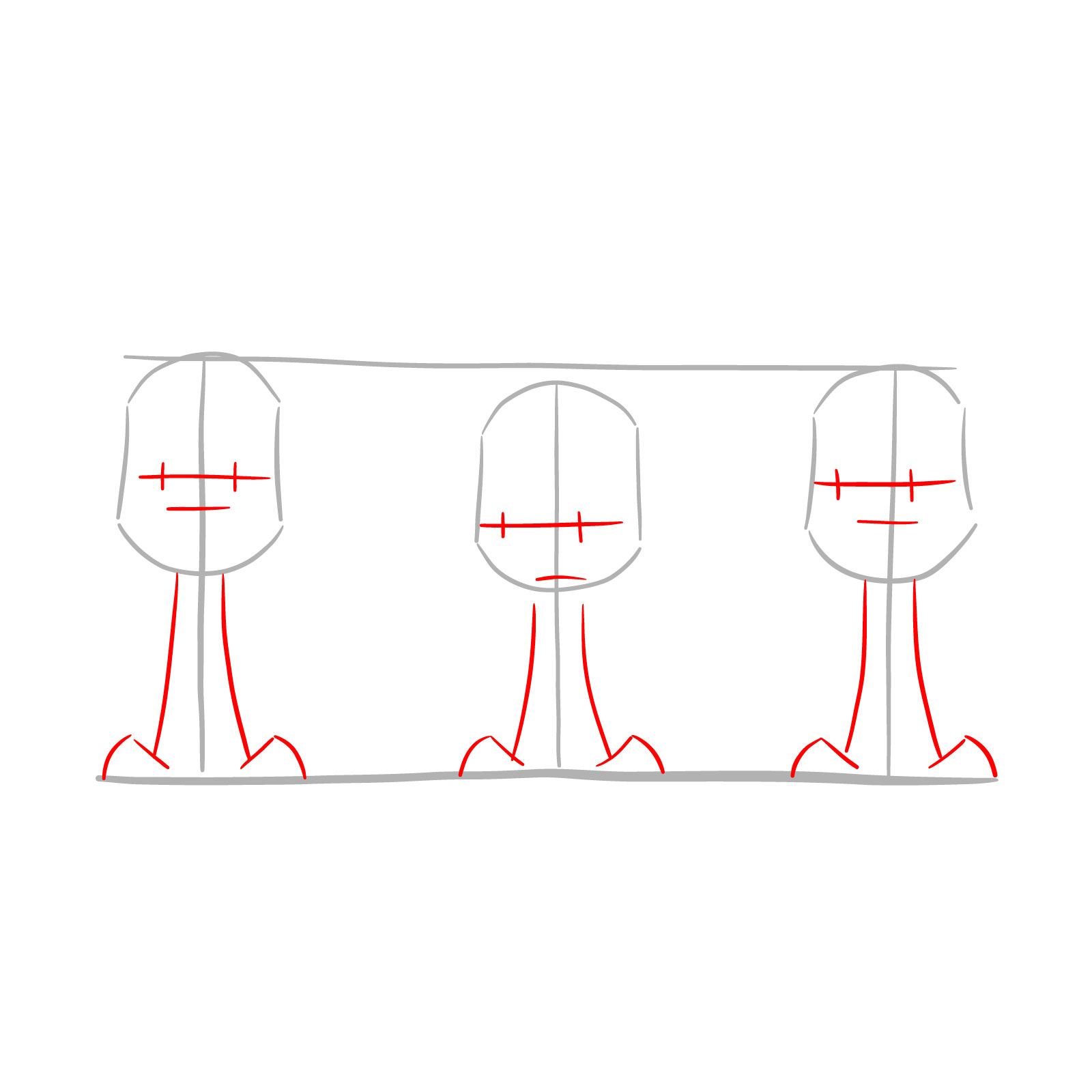 How to draw Dimitri Trio - step 03