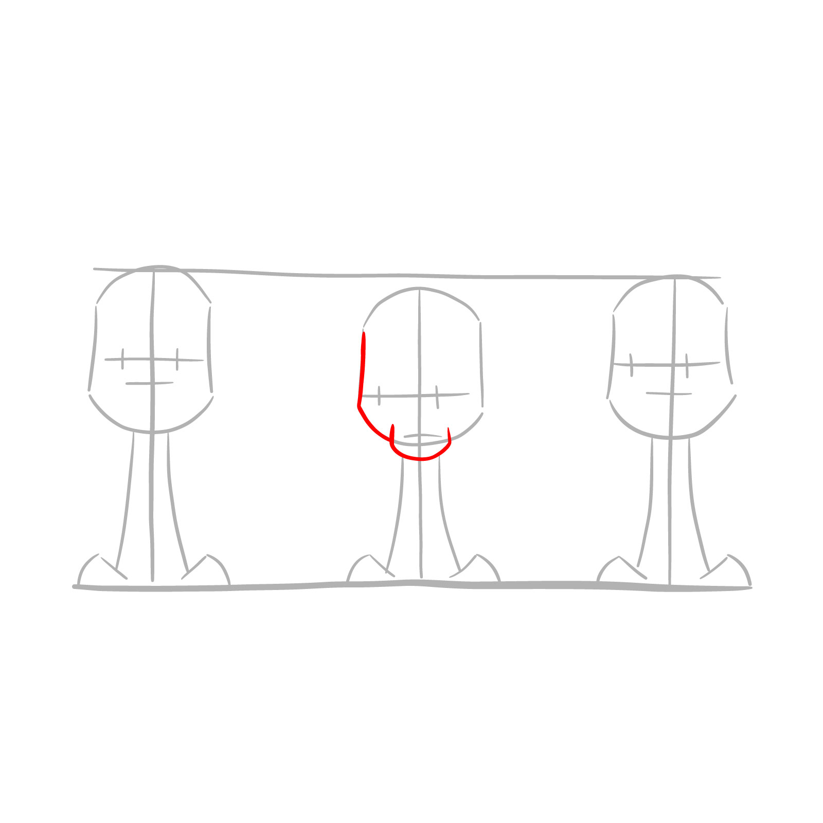 How to draw Dimitri Trio - step 04