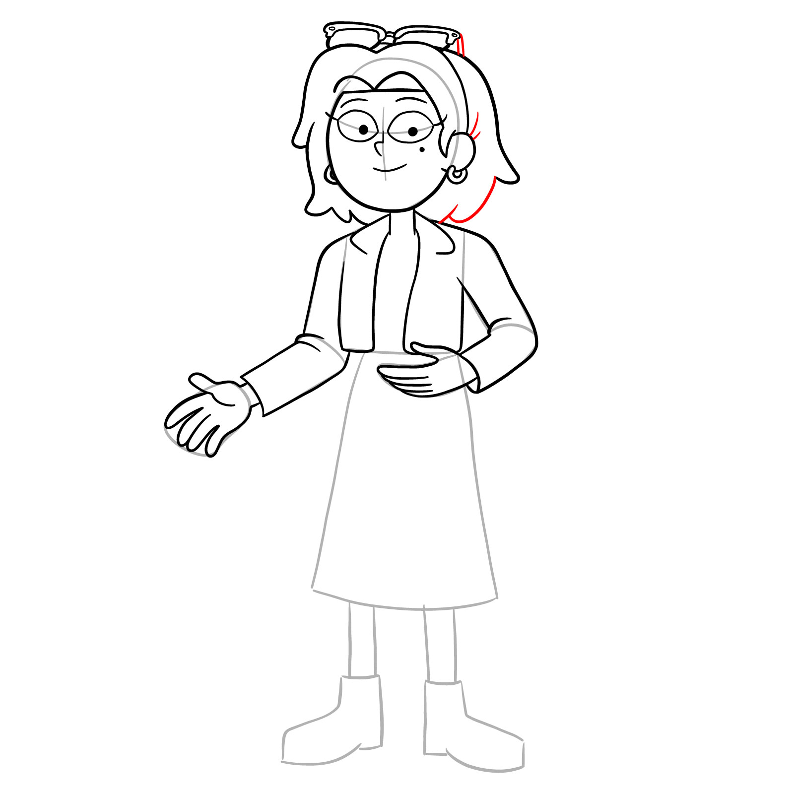 How to draw Sasha Waybright from the epilogue episode - step 22