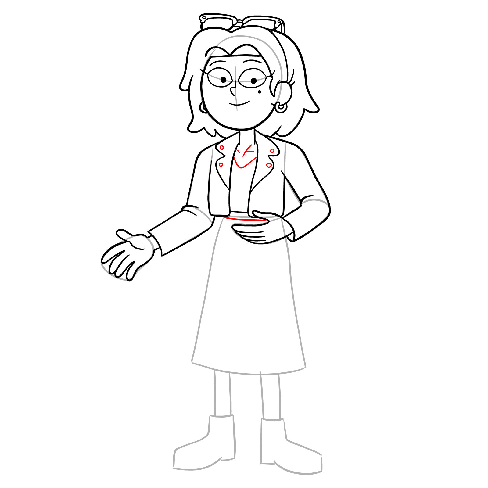 How to draw Sasha Waybright from the epilogue episode - step 24