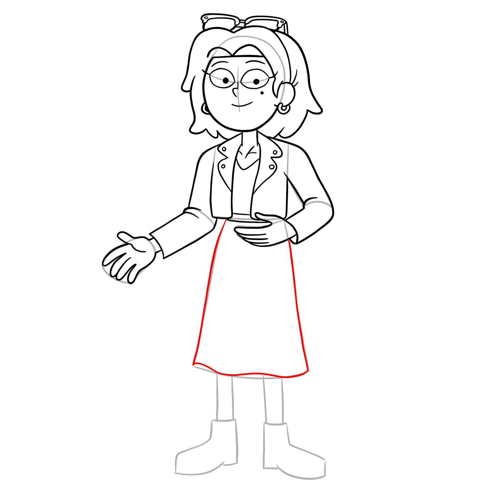 How to draw Sasha Waybright from the epilogue episode - step 25