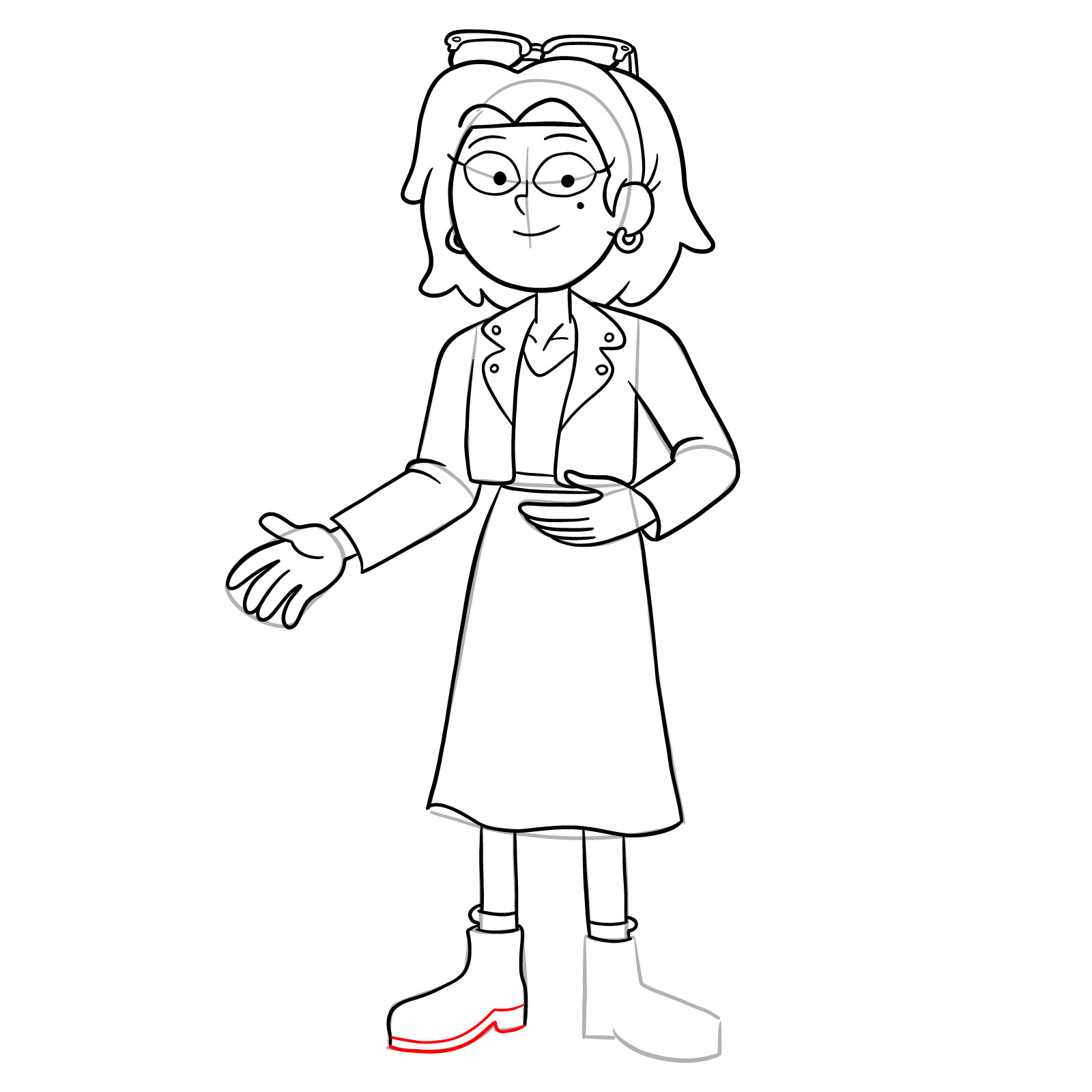 How to draw Sasha Waybright from the epilogue episode - step 28