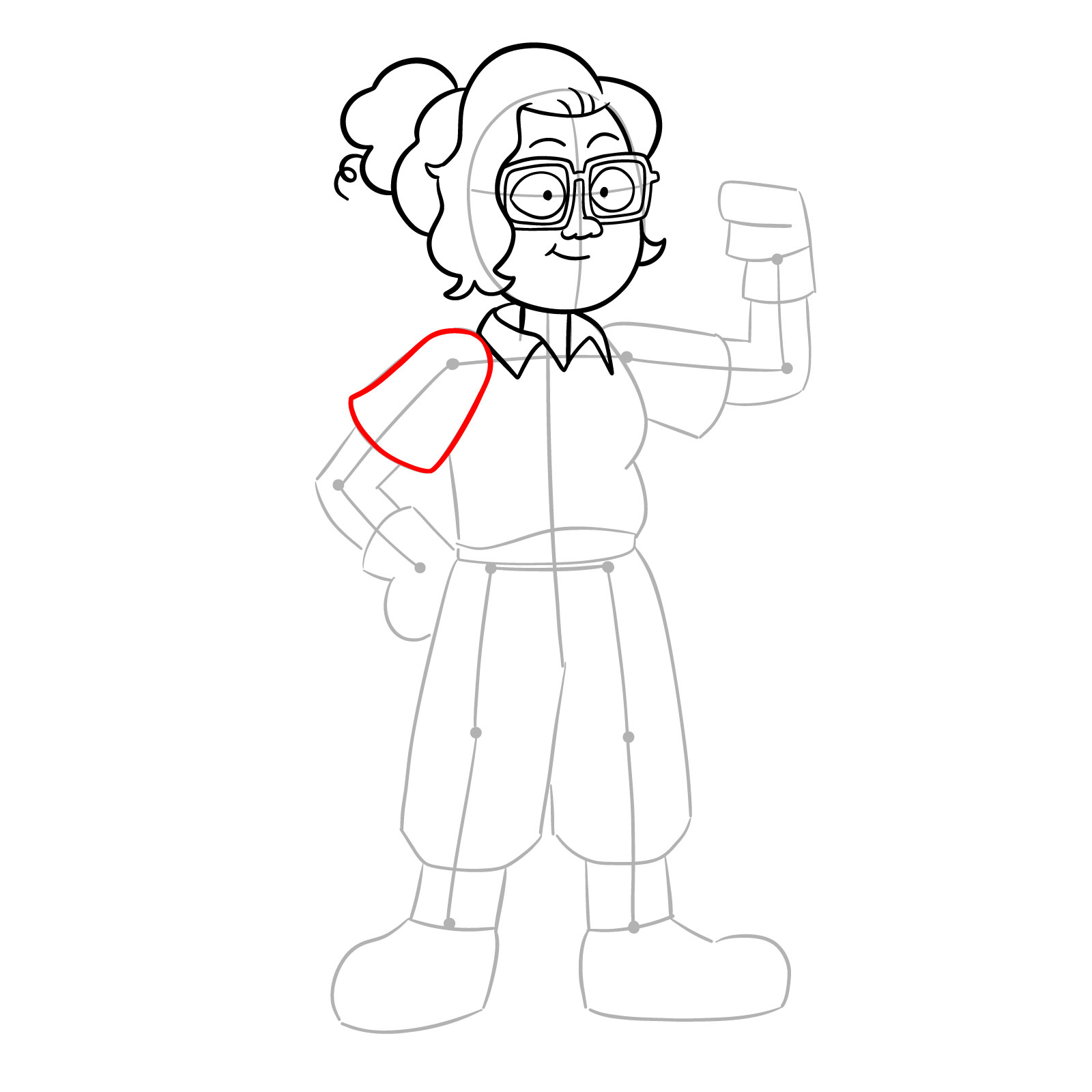 How to draw Dr. Jan from Amphibia - step 11