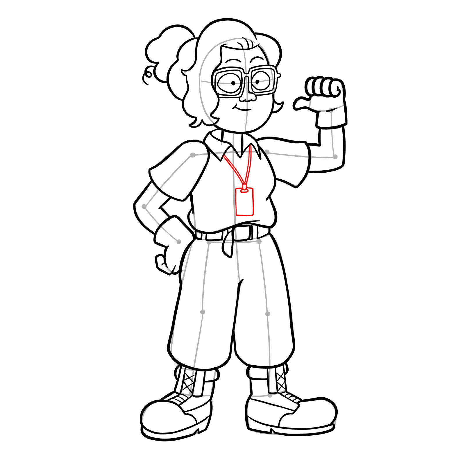 How to draw Dr. Jan from Amphibia - step 18