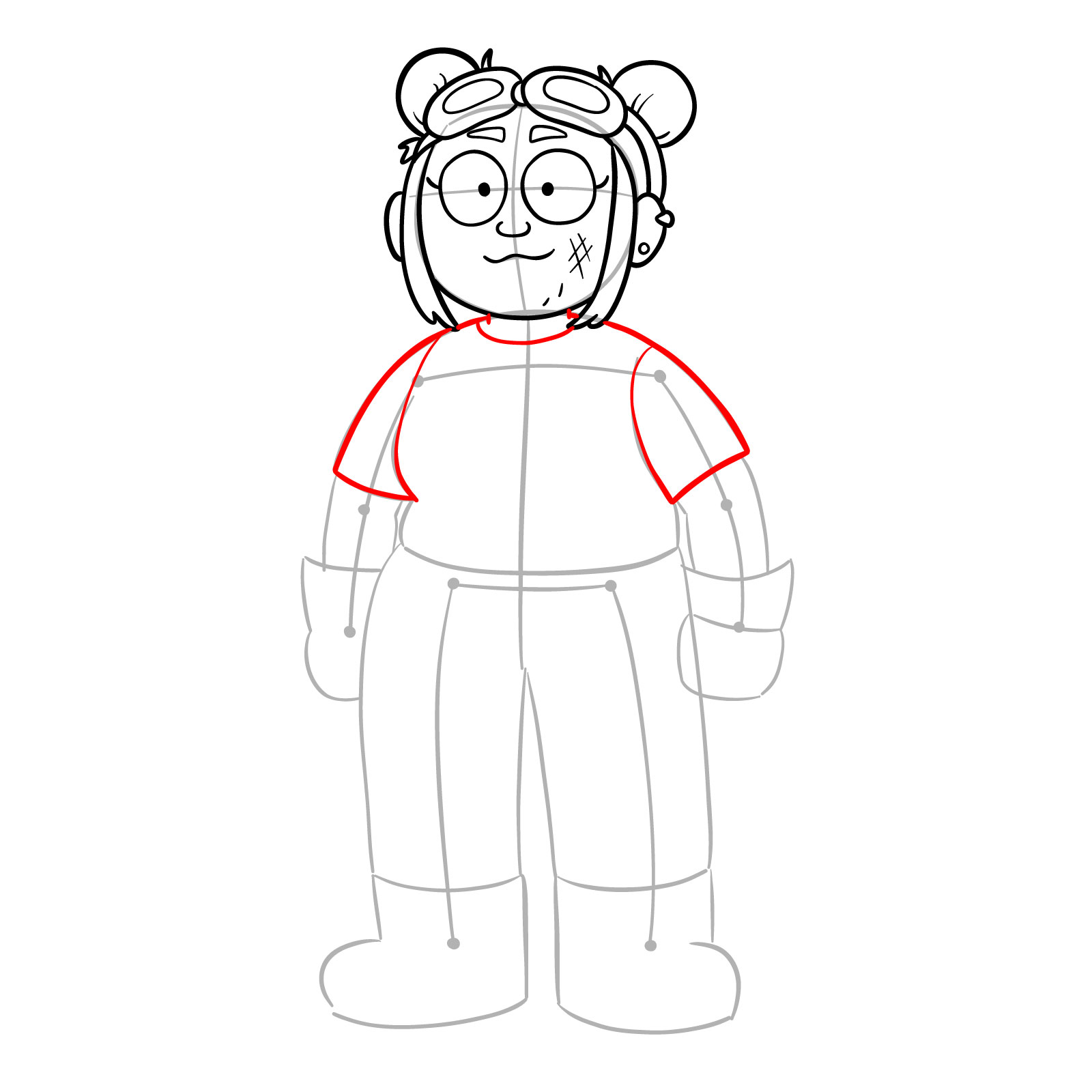 How to draw Jess from Amphibia - step 09
