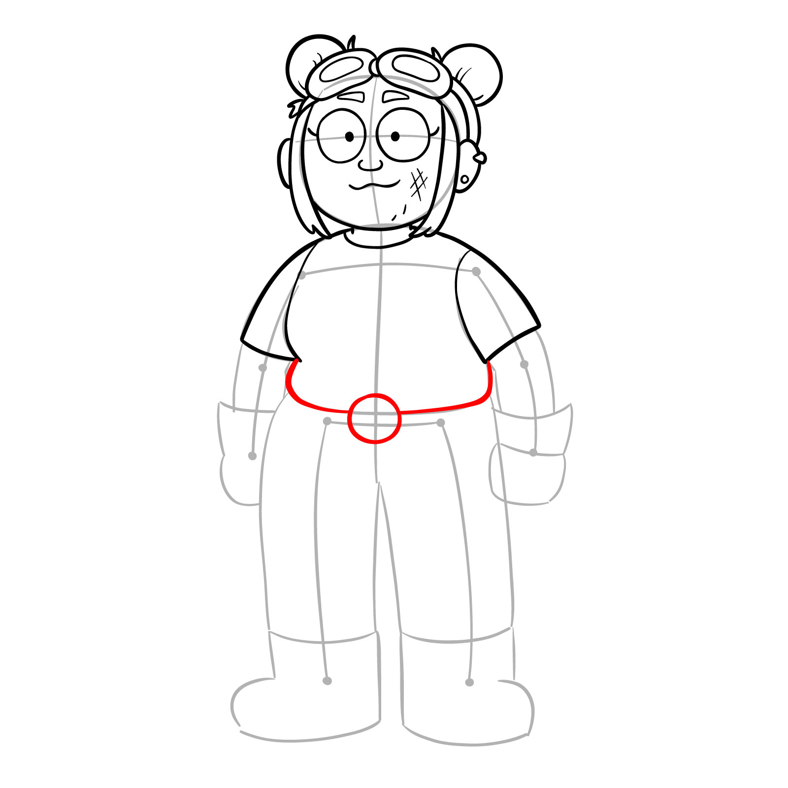 How to draw Jess from Amphibia - step 10