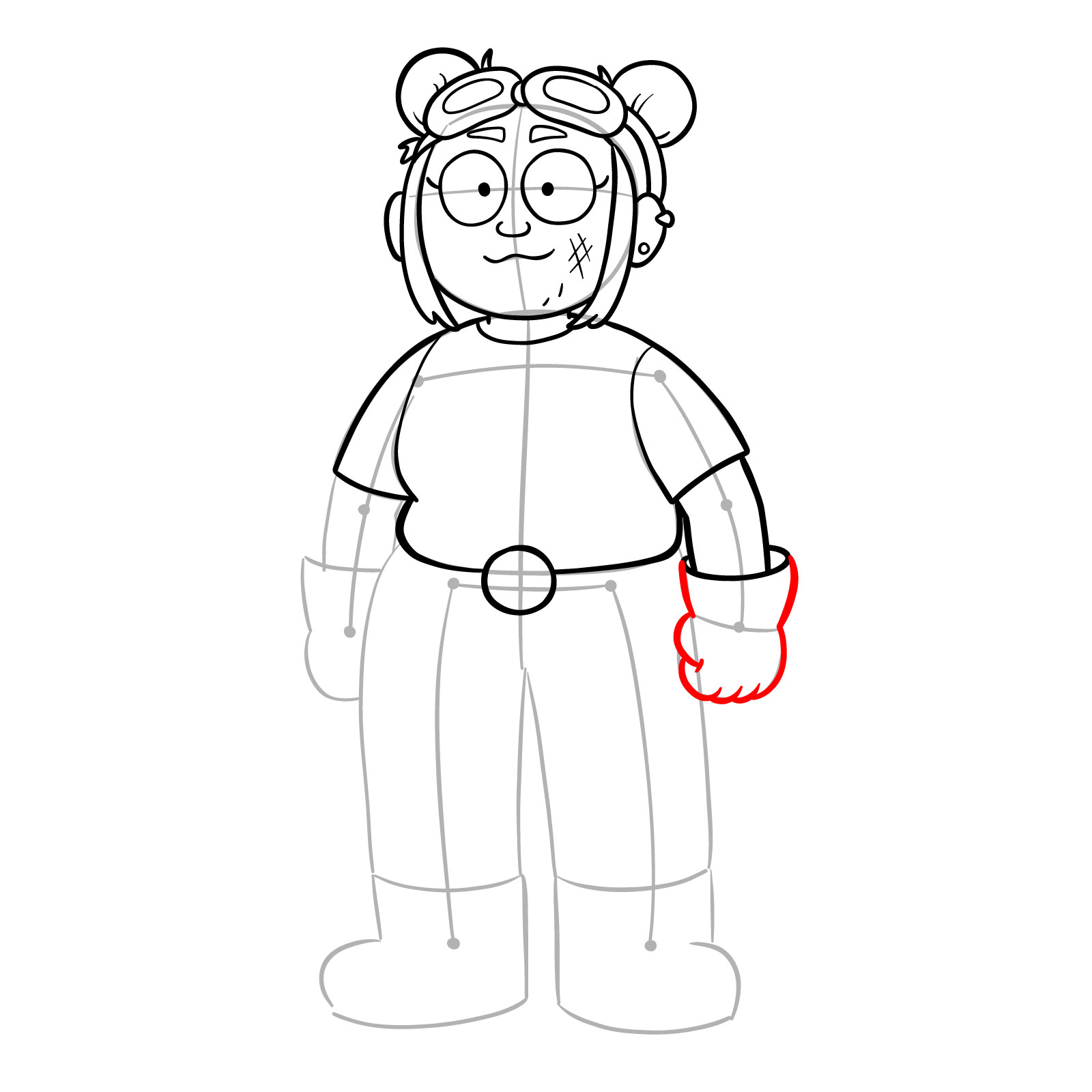 How to draw Jess from Amphibia - step 12