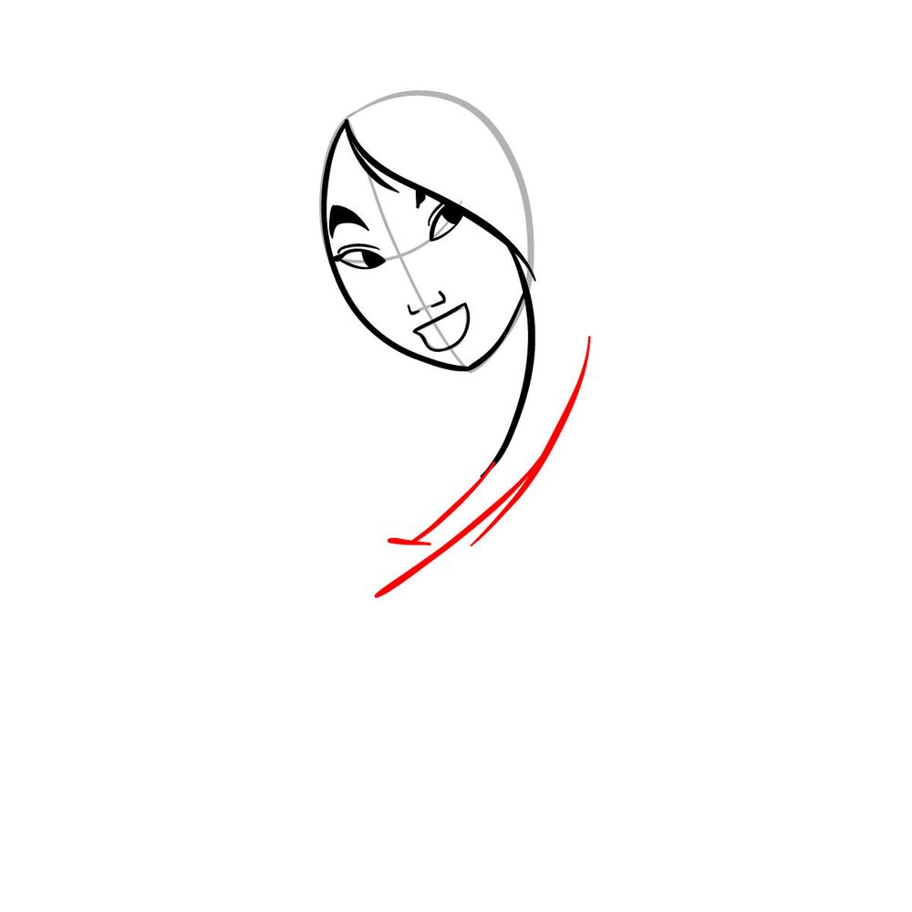 How to draw Mulan - step 08