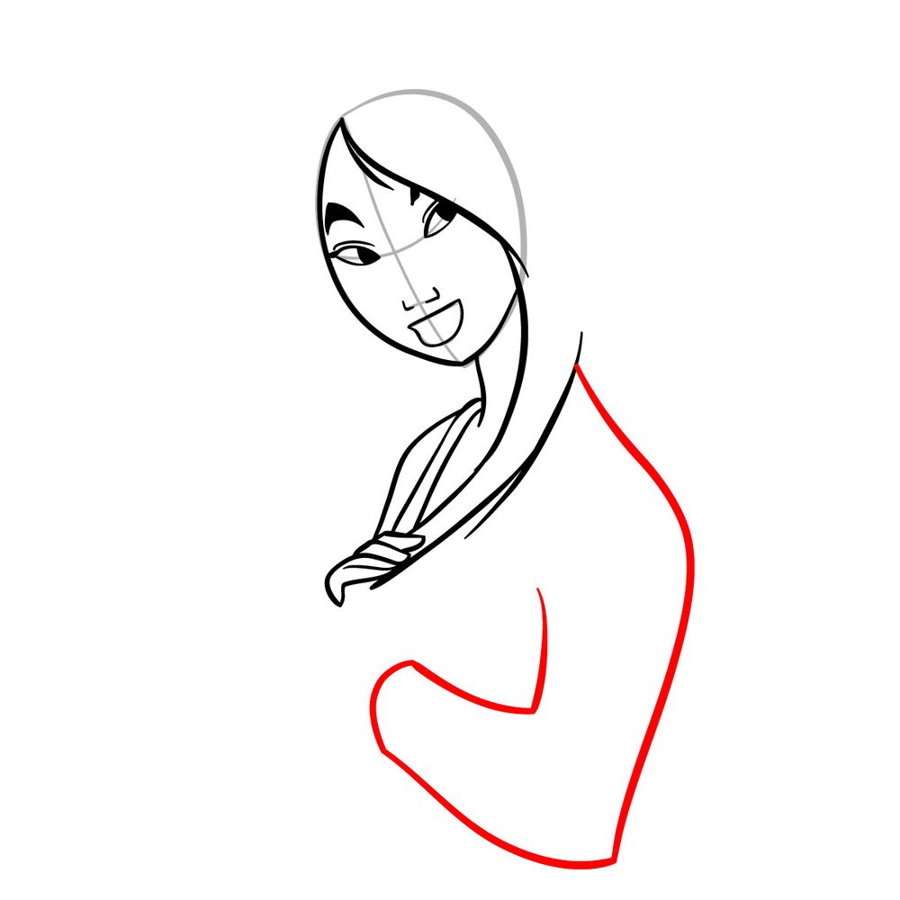 How to draw Mulan - step 11