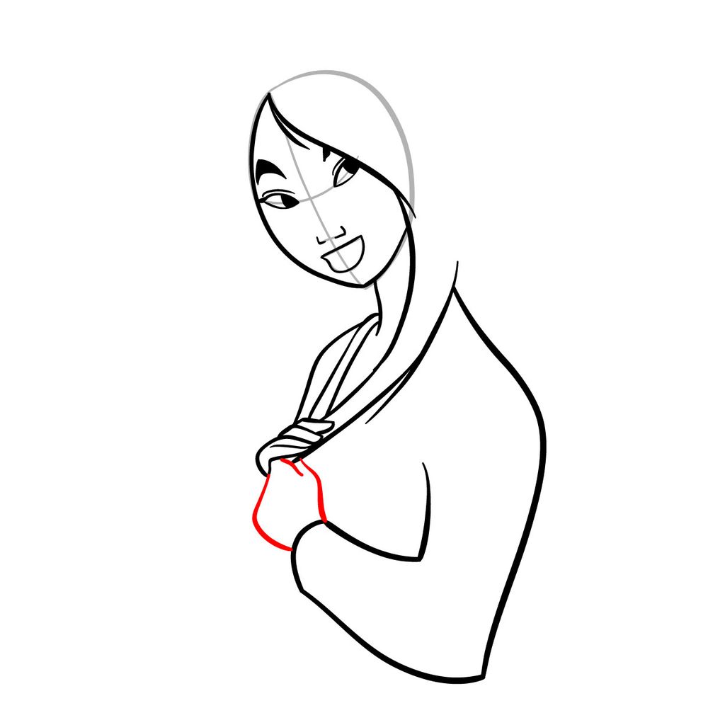 How to draw Mulan - step 12