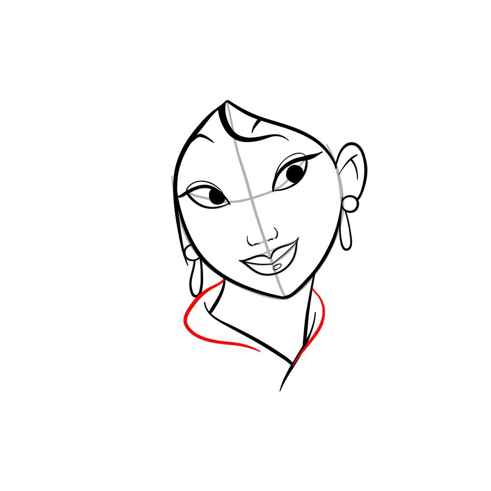 How to draw Mulan in the make-up - step 12
