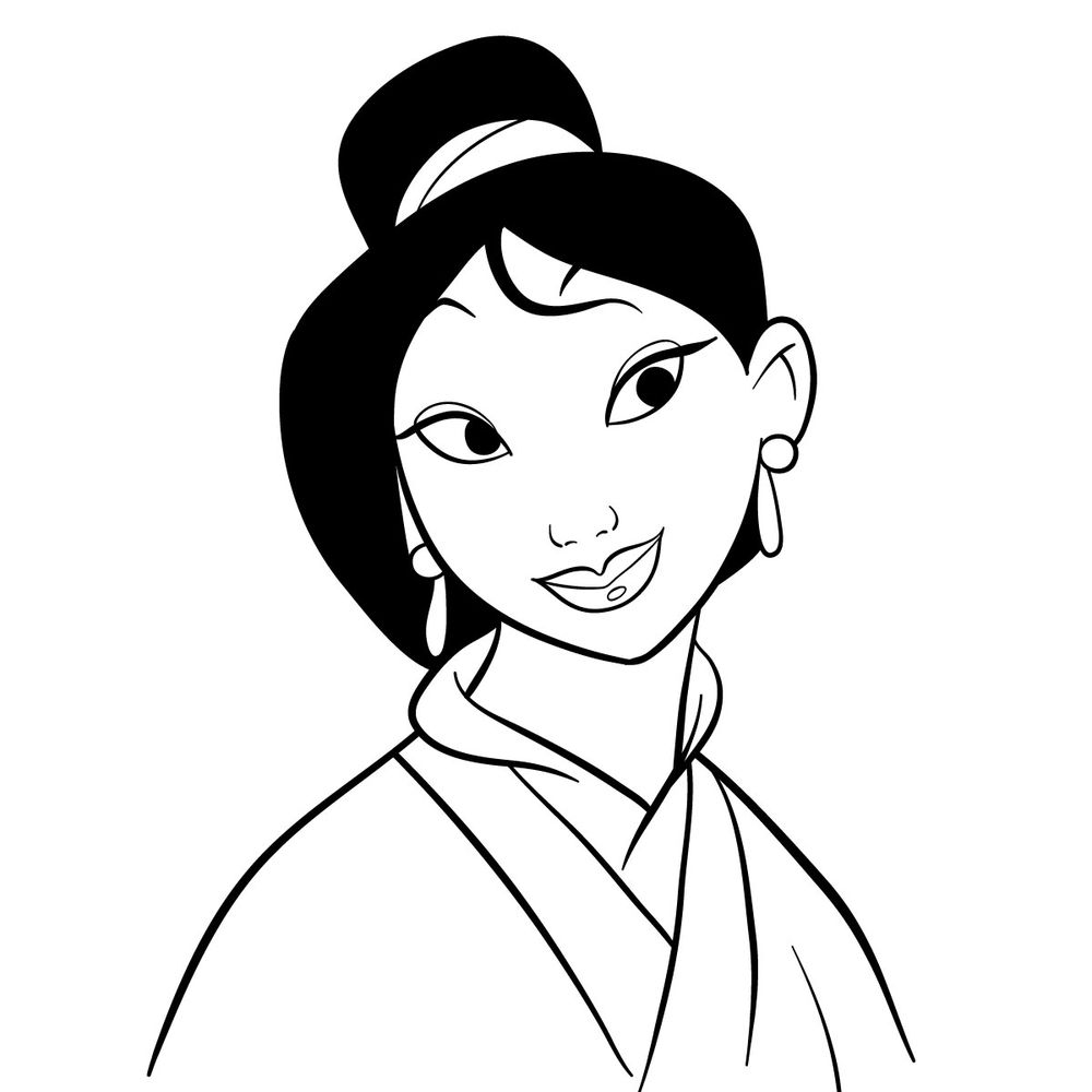 How to draw Mulan in the make-up - Sketchok easy drawing guides