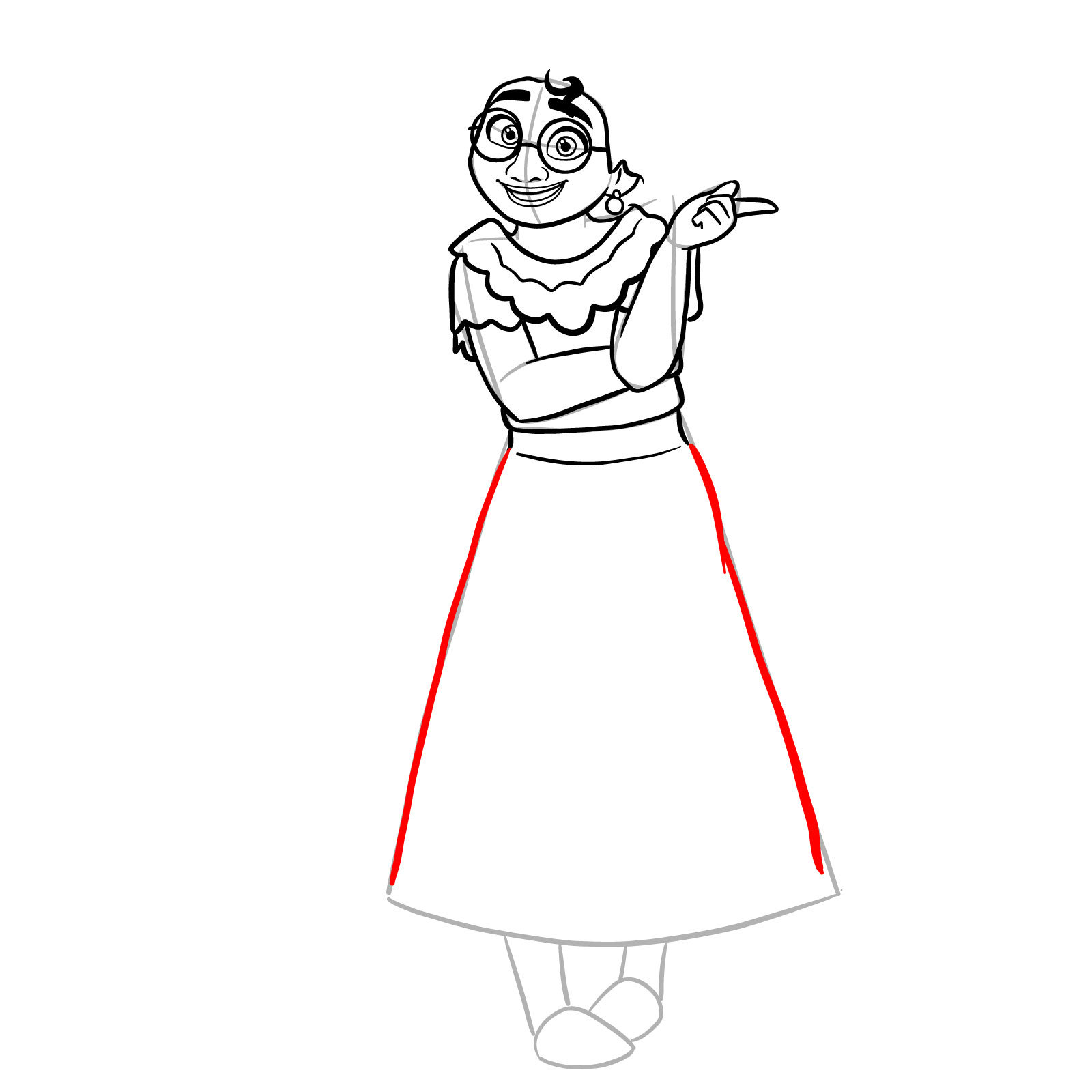 How to draw Mirabel Madrigal - step 17