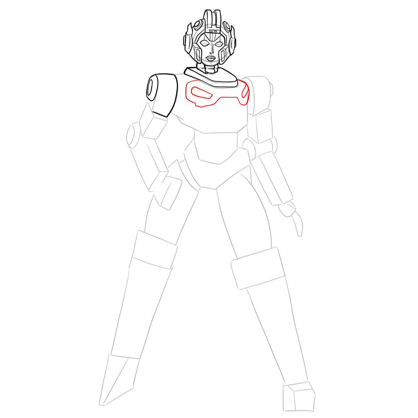 How to draw Arcee from Transformers Prime - step 15