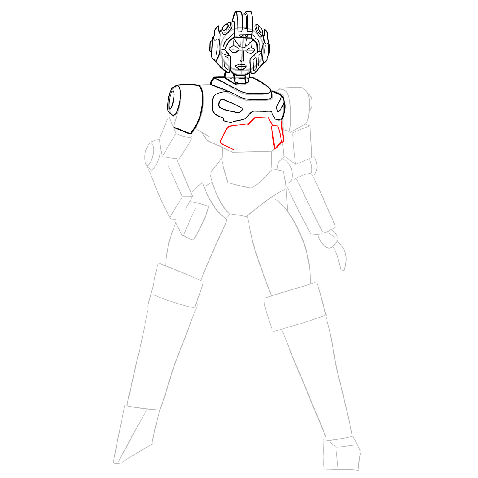 How to draw Arcee from Transformers Prime - step 16