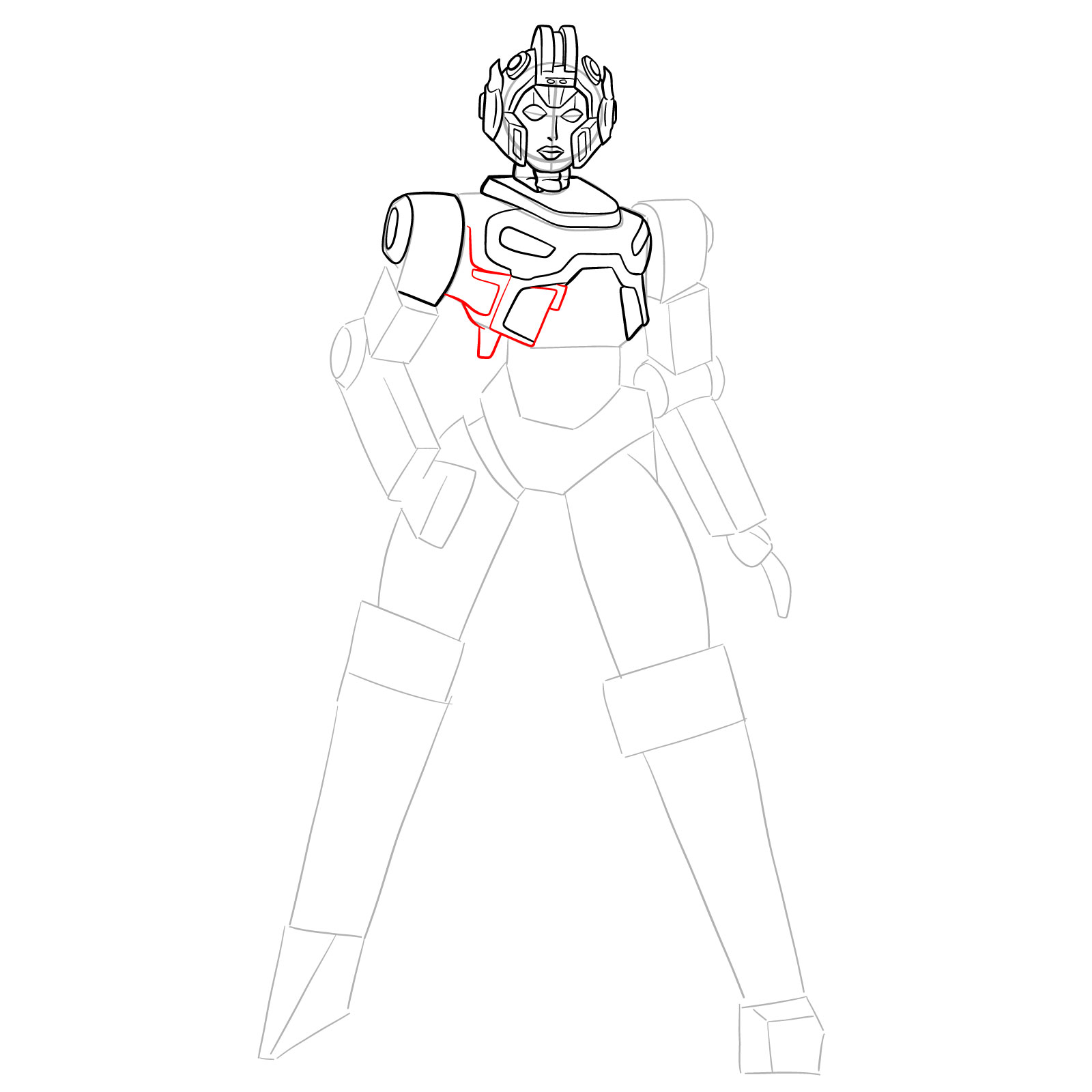 How to draw Arcee from Transformers Prime - step 17