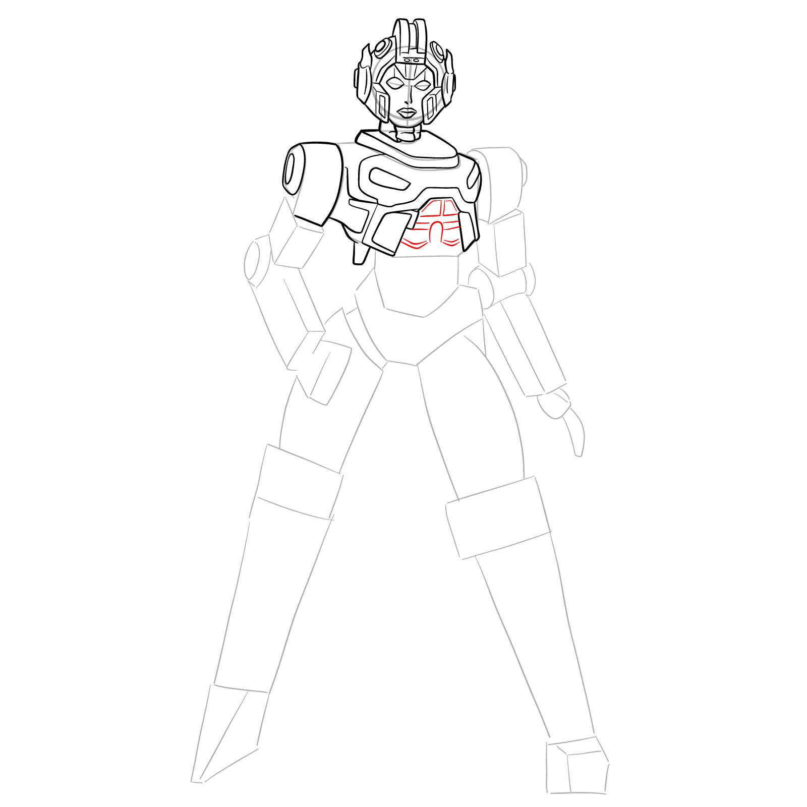 How to draw Arcee from Transformers Prime - step 18