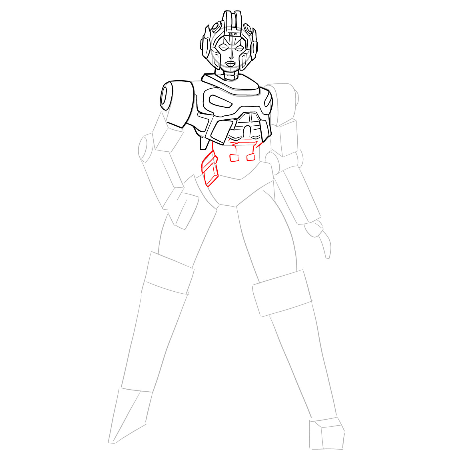 How to draw Arcee from Transformers Prime - step 19
