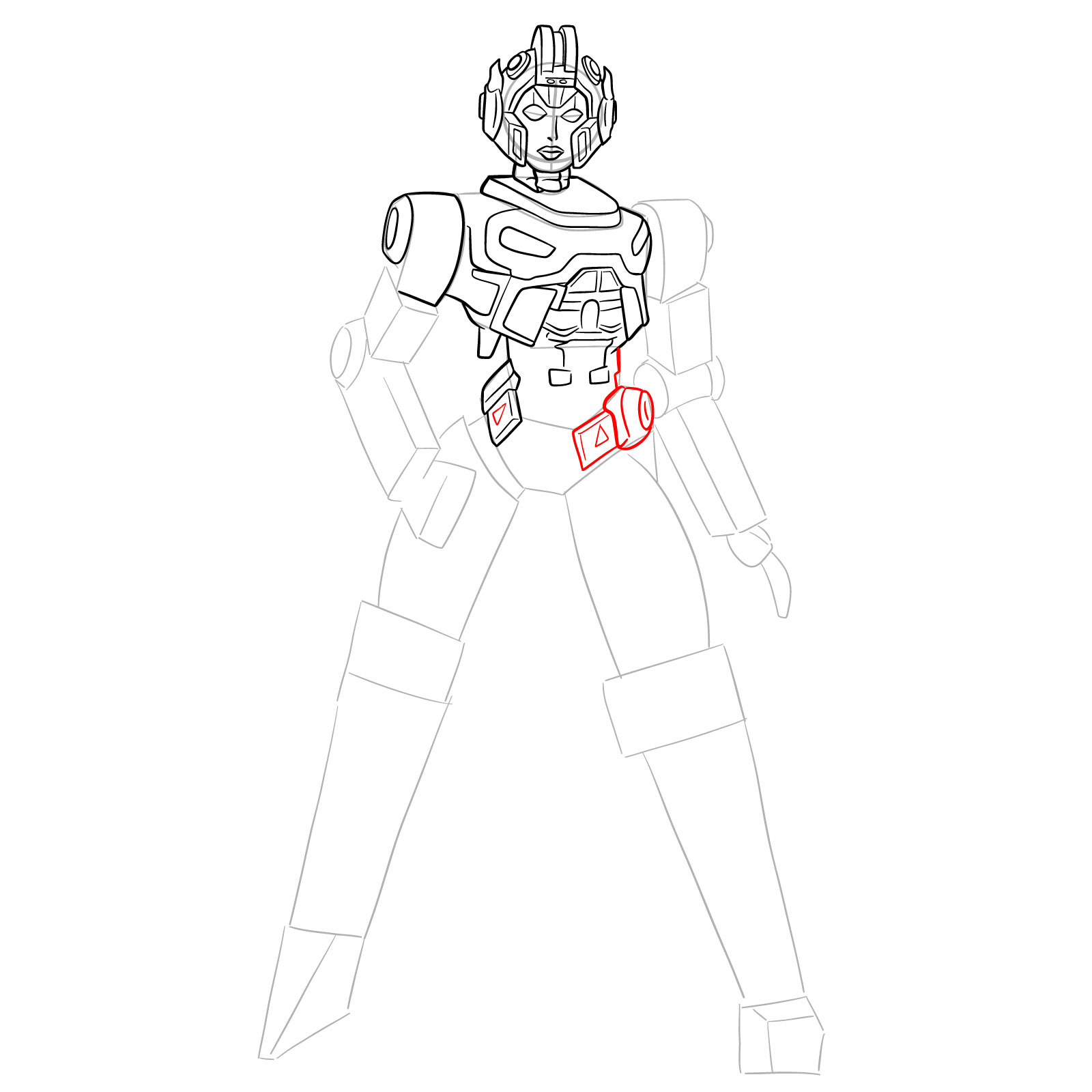 How to draw Arcee from Transformers Prime - step 20