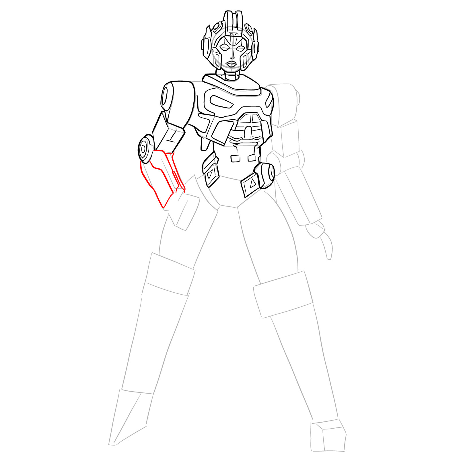 How to draw Arcee from Transformers Prime - step 22