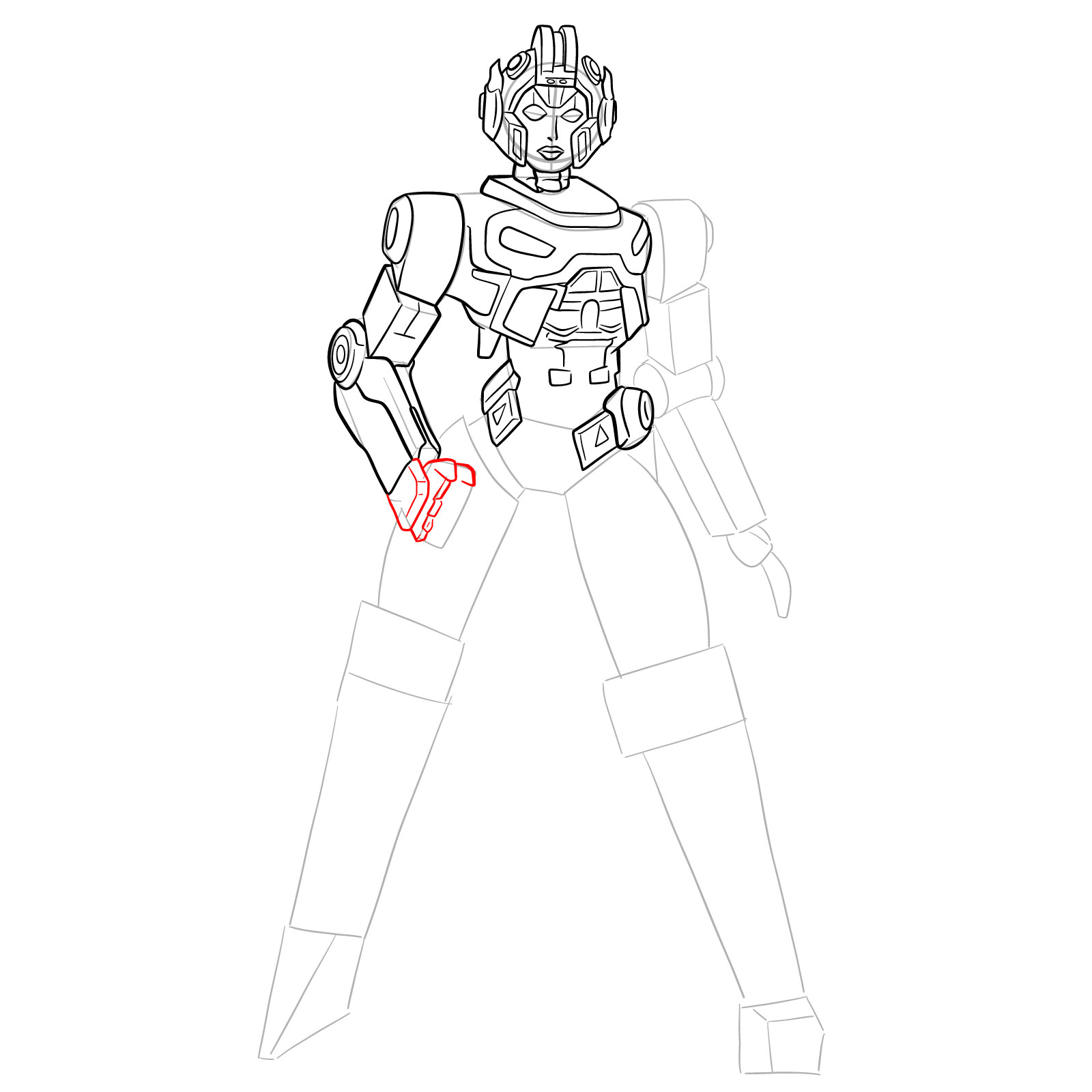 How to draw Arcee from Transformers Prime - step 23