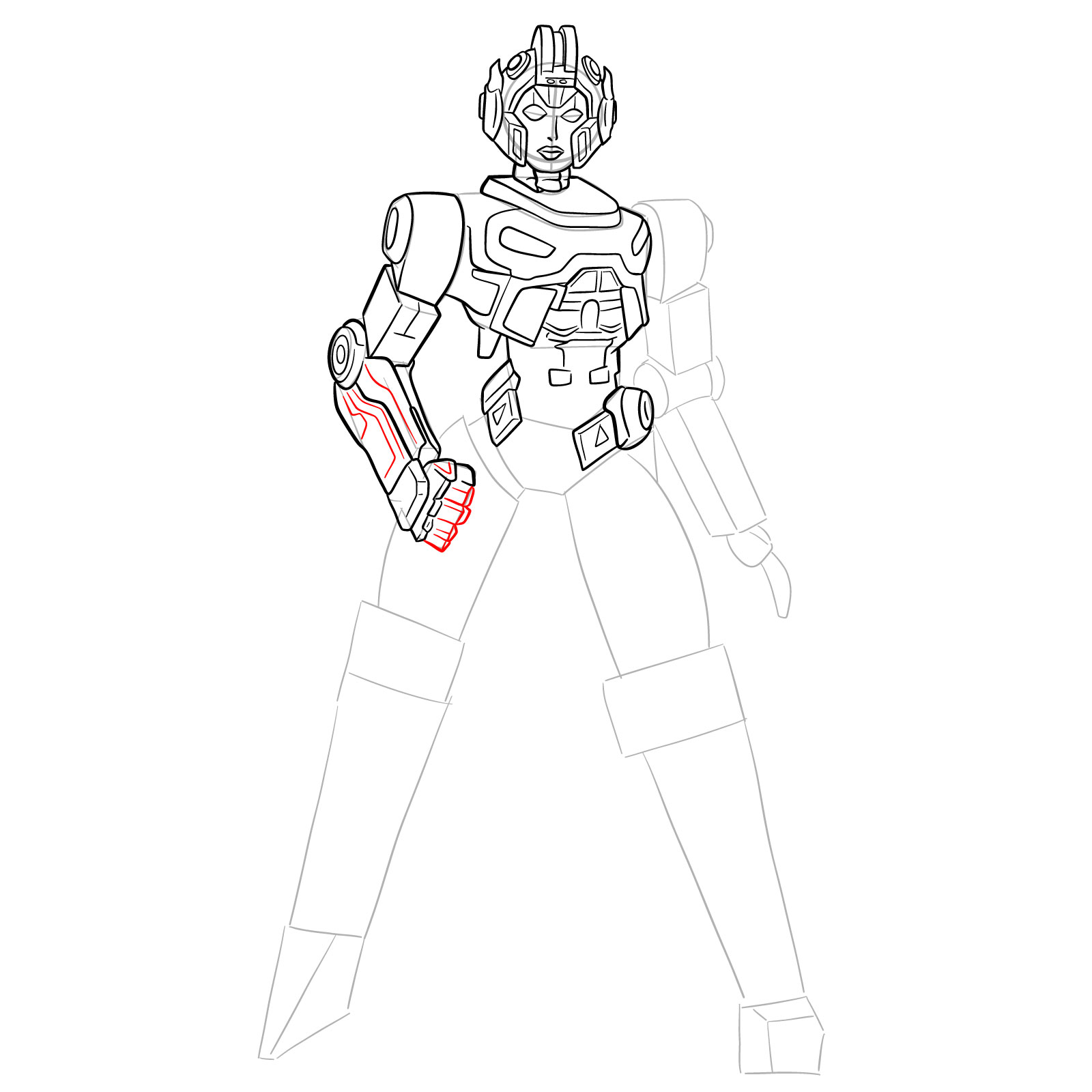 How to draw Arcee from Transformers Prime - step 24