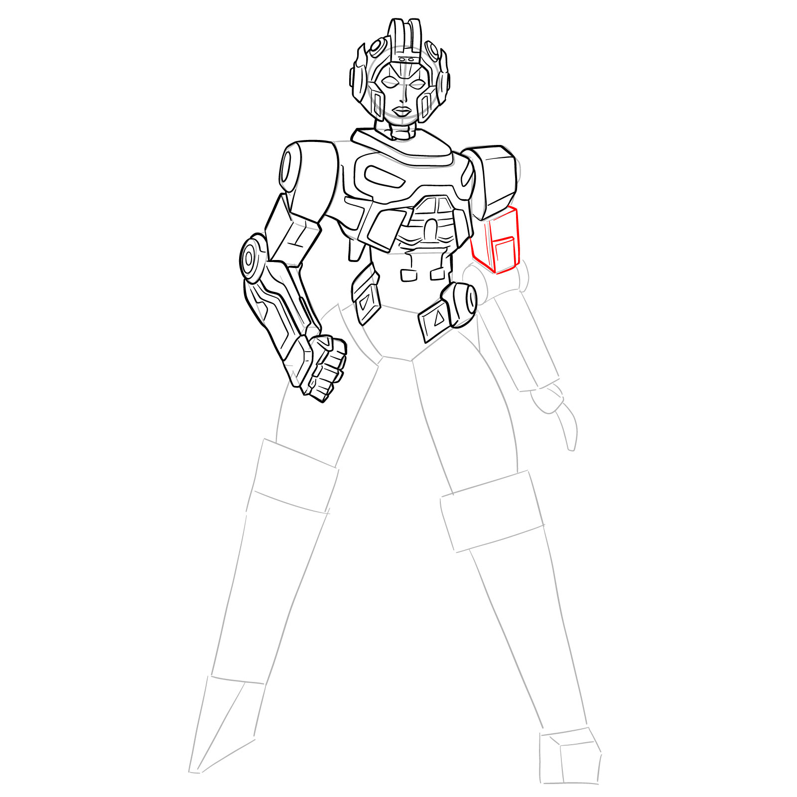 How to draw Arcee from Transformers Prime - step 26