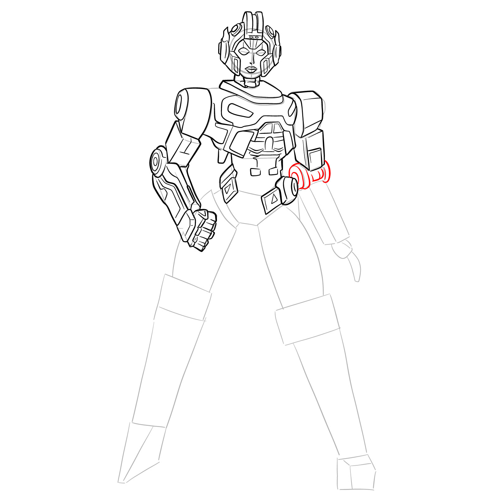 How to draw Arcee from Transformers Prime - step 27