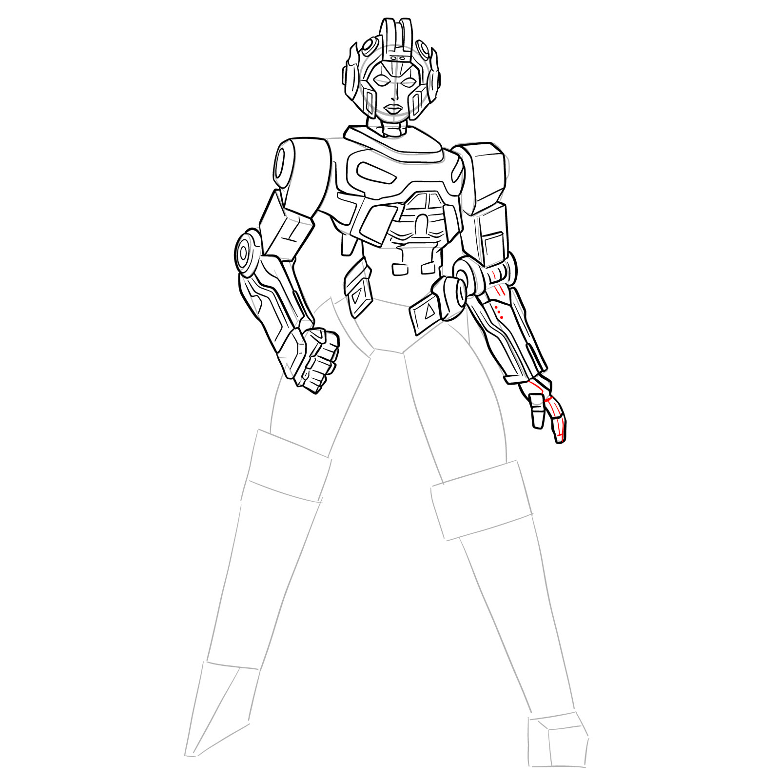How to draw Arcee from Transformers Prime - step 30