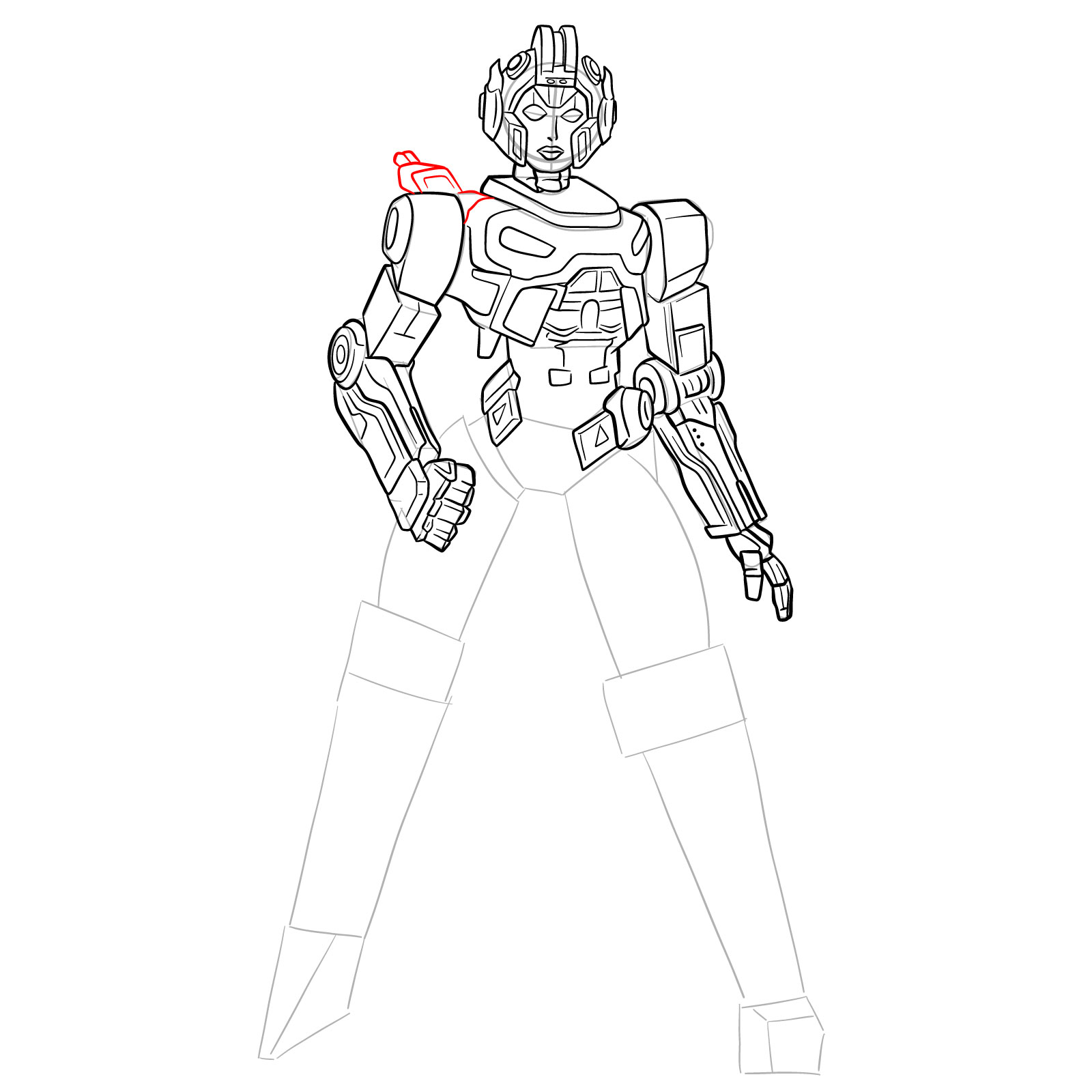 How to draw Arcee from Transformers Prime - step 31