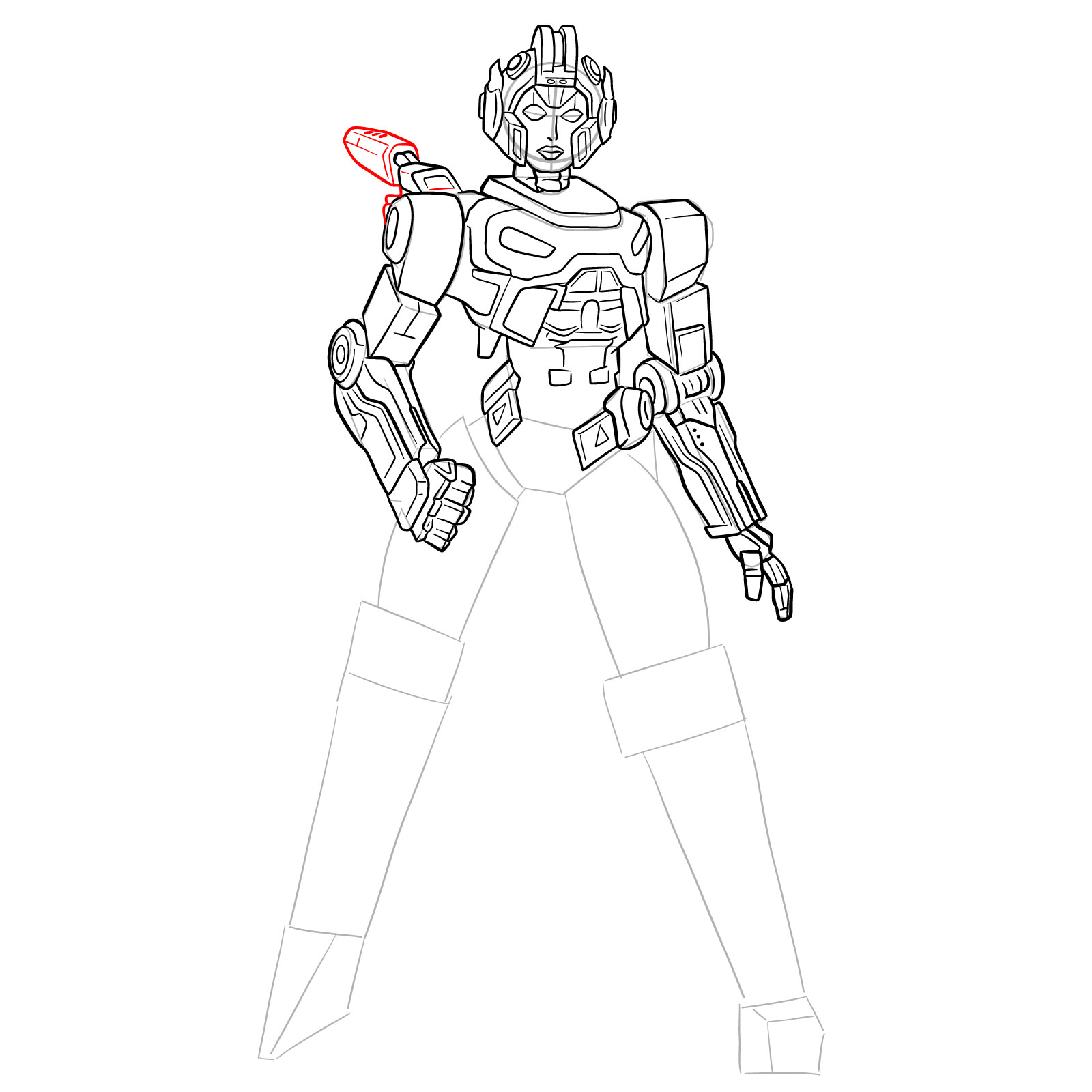 How to draw Arcee from Transformers Prime - step 32
