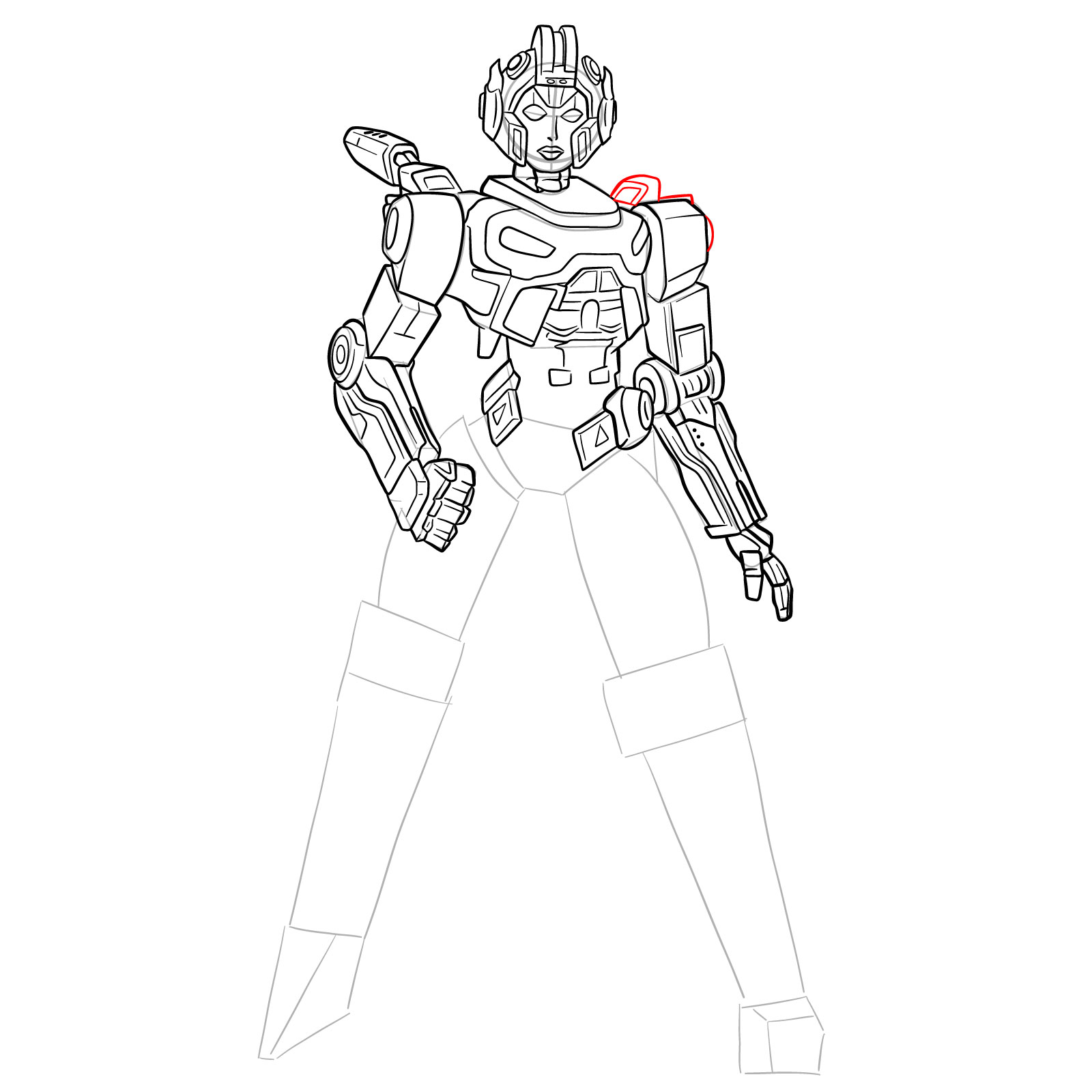 How to draw Arcee from Transformers Prime - step 33