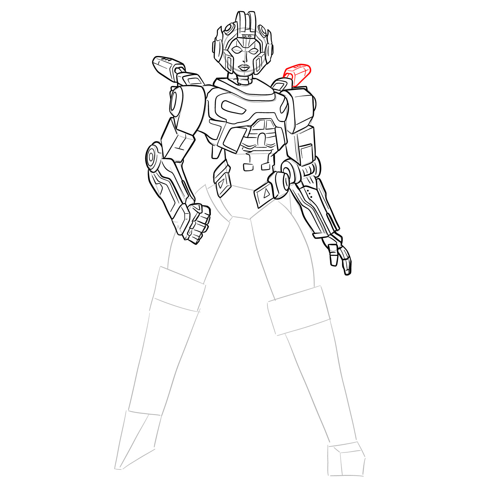 How to draw Arcee from Transformers Prime - step 34