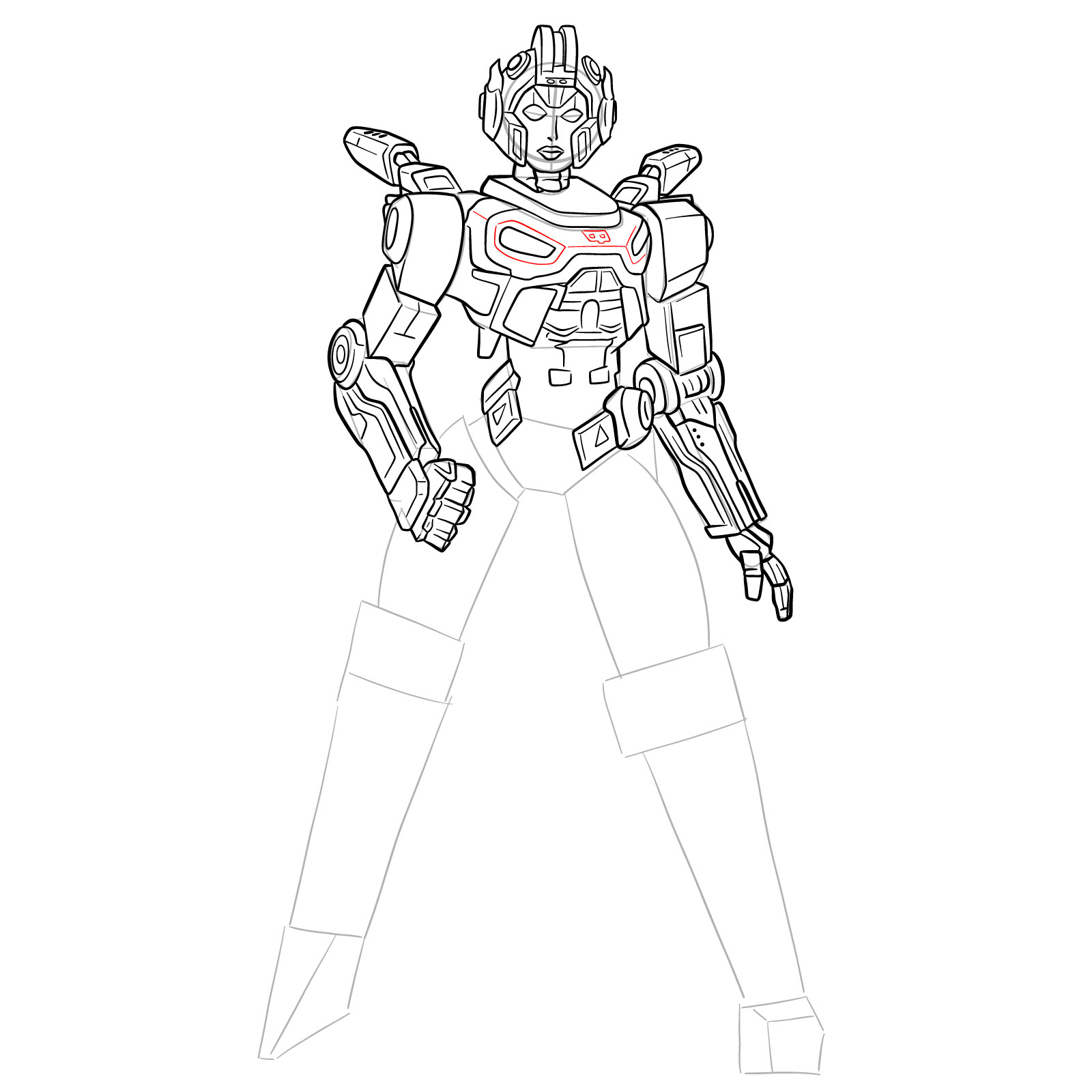 How to draw Arcee from Transformers Prime - step 35