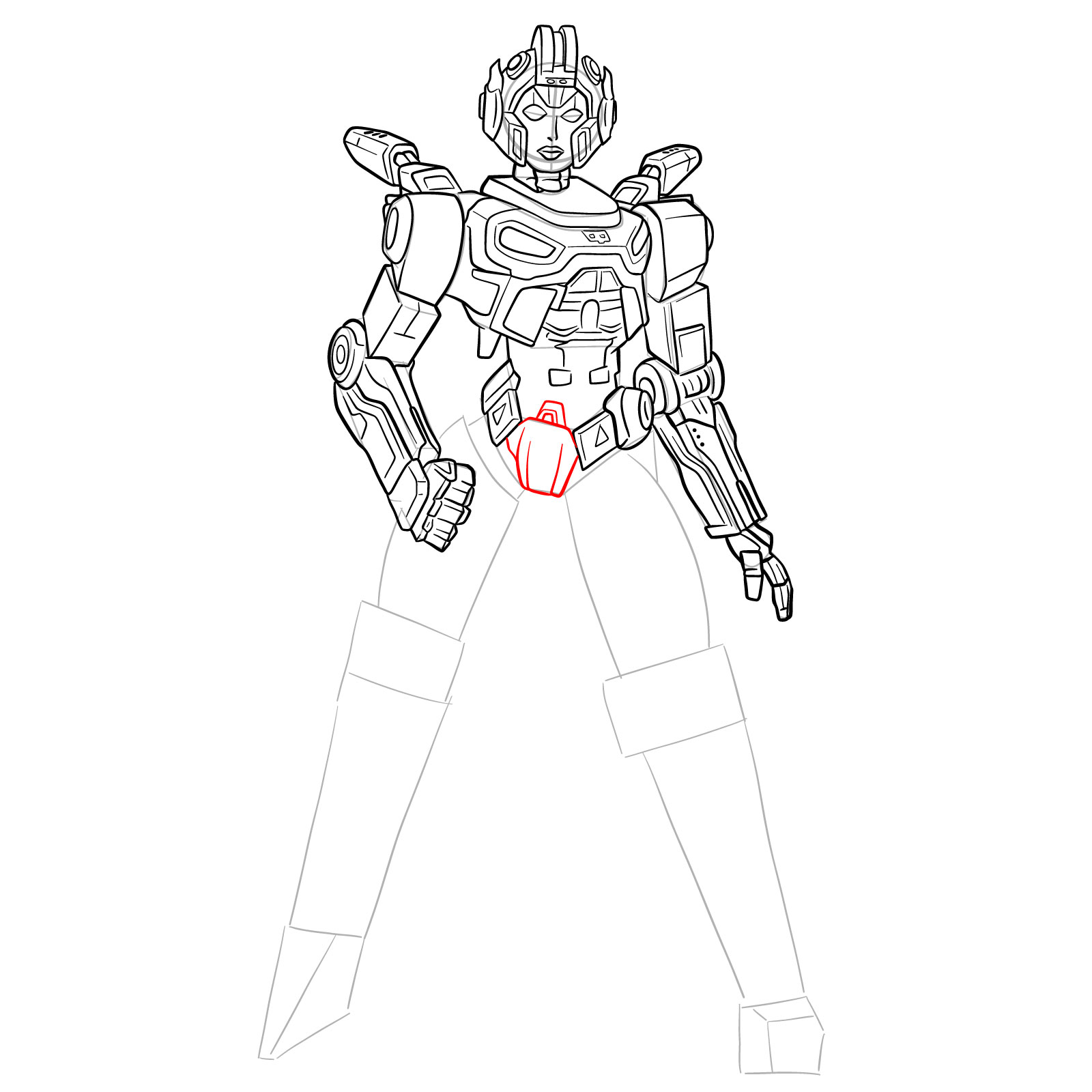 How to draw Arcee from Transformers Prime - step 36