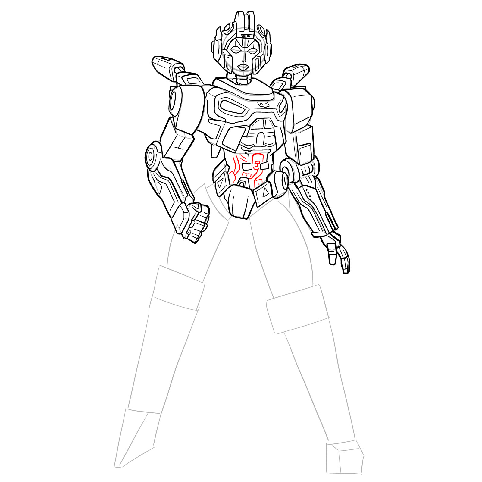 How to draw Arcee from Transformers Prime - step 37