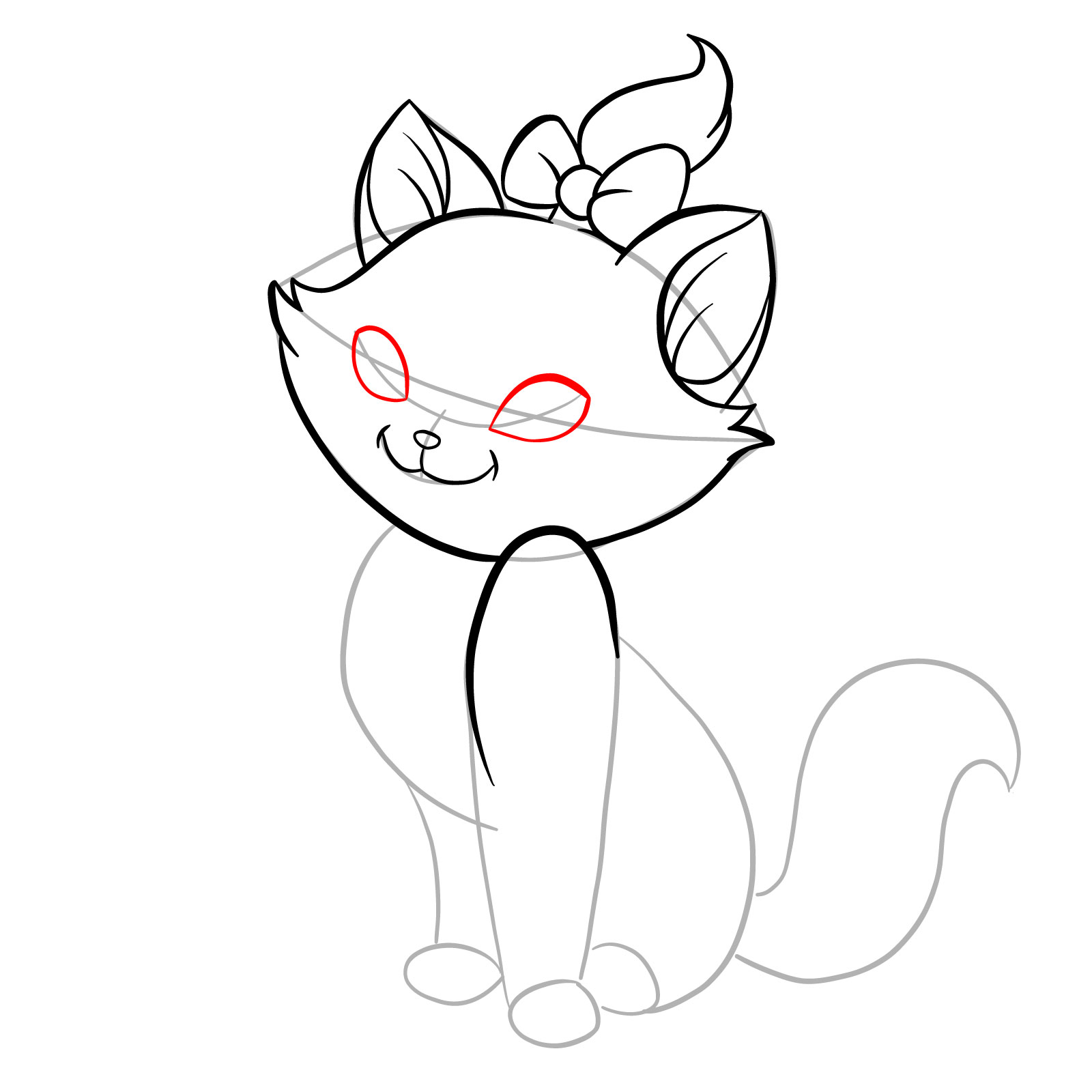How to draw Marie from The Aristocats - step 14