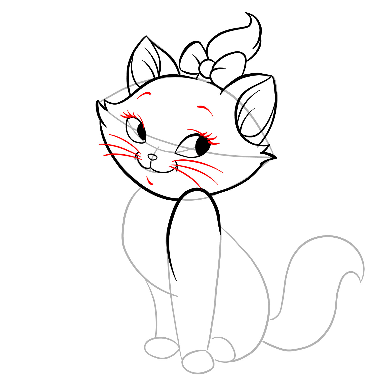 How to draw Marie from The Aristocats - step 16