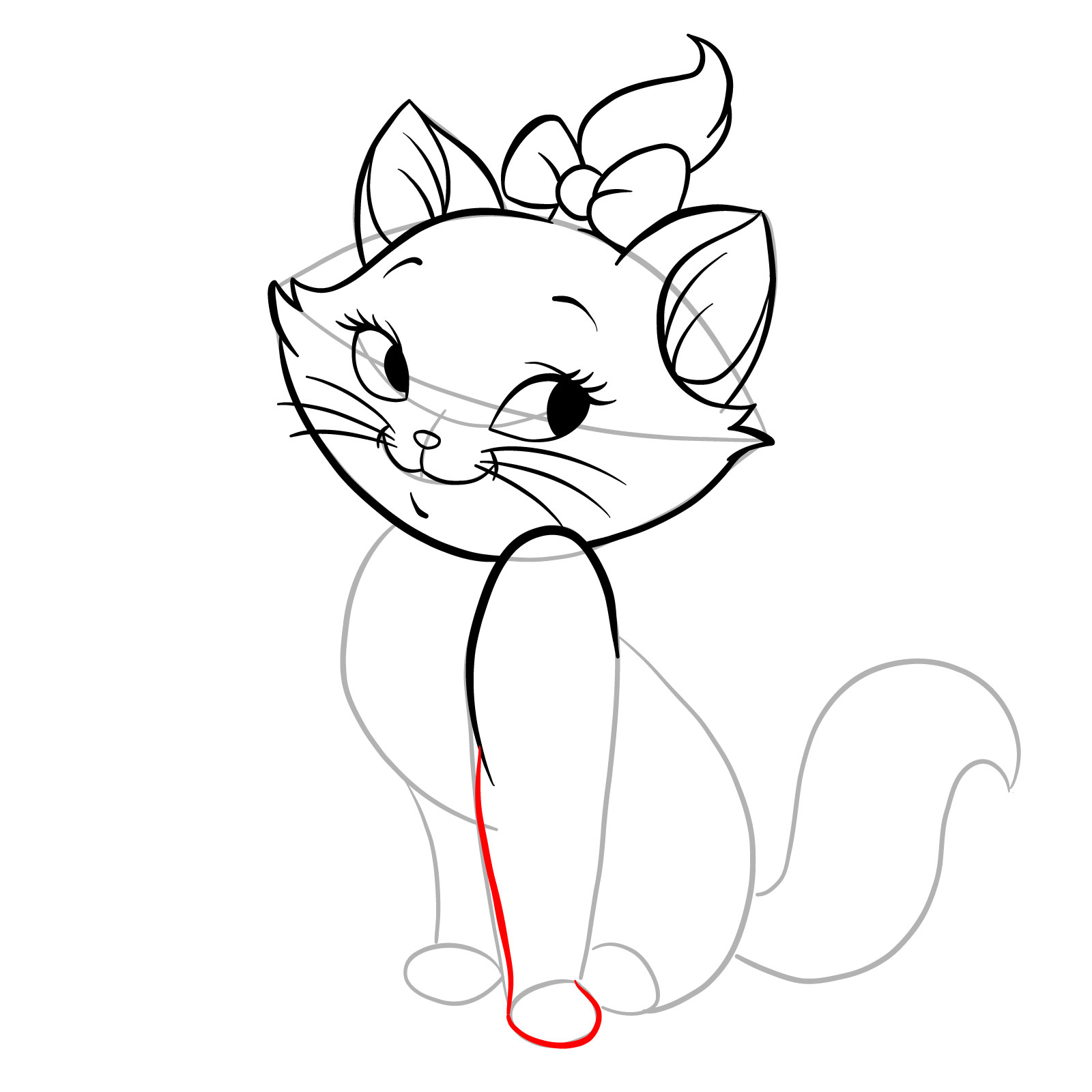 How to draw Marie from The Aristocats - step 17