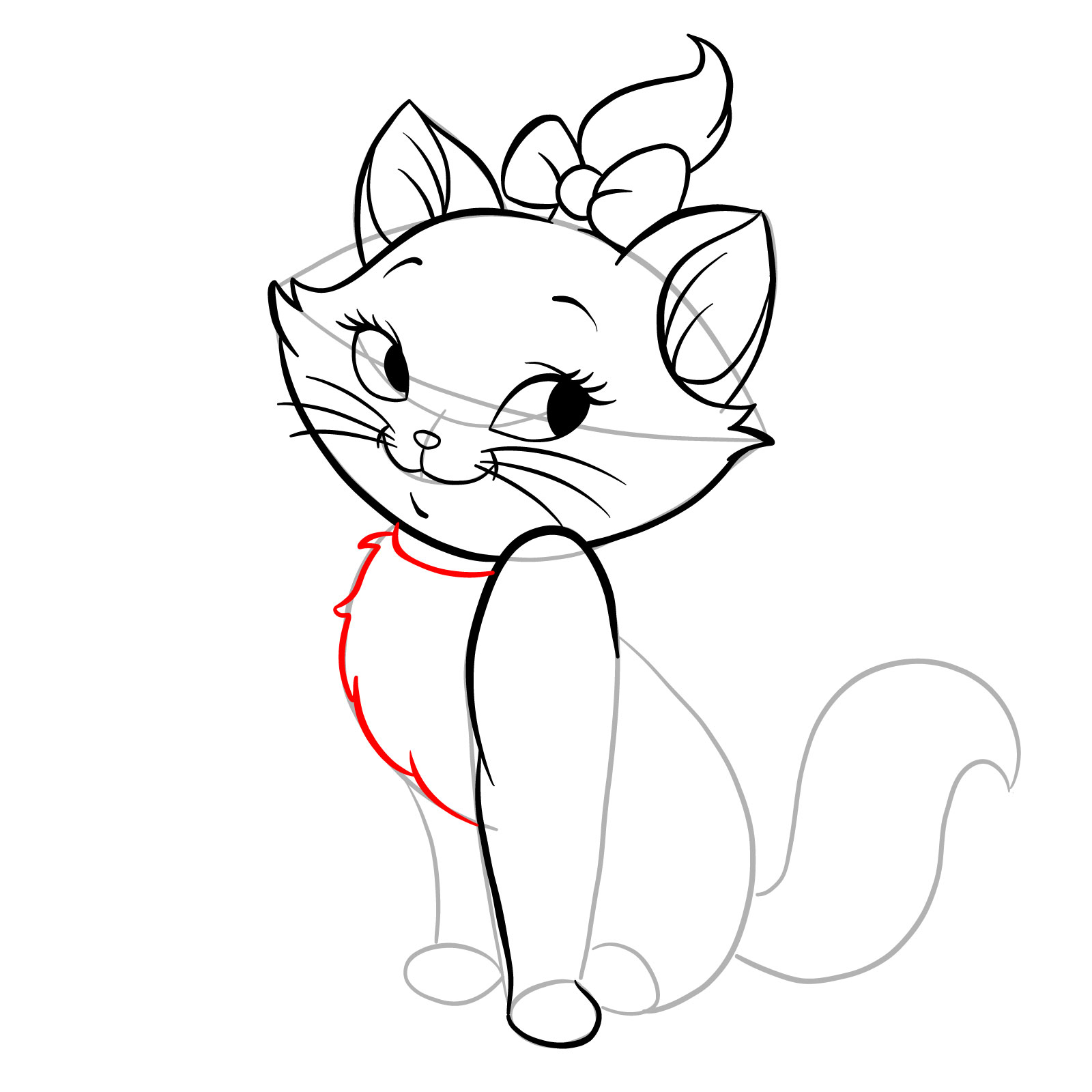 How to draw Marie from The Aristocats - step 18