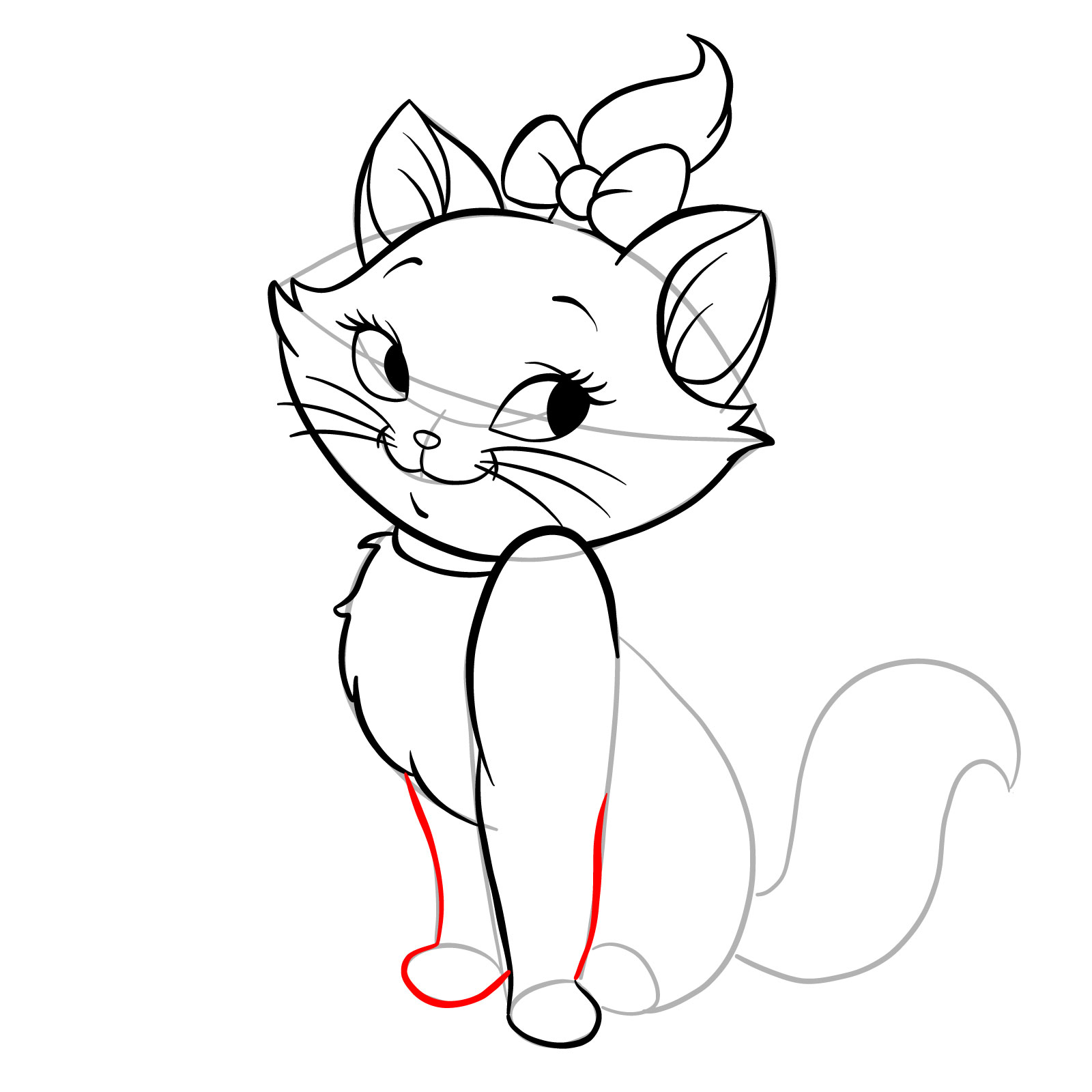 How to draw Marie from The Aristocats - step 19