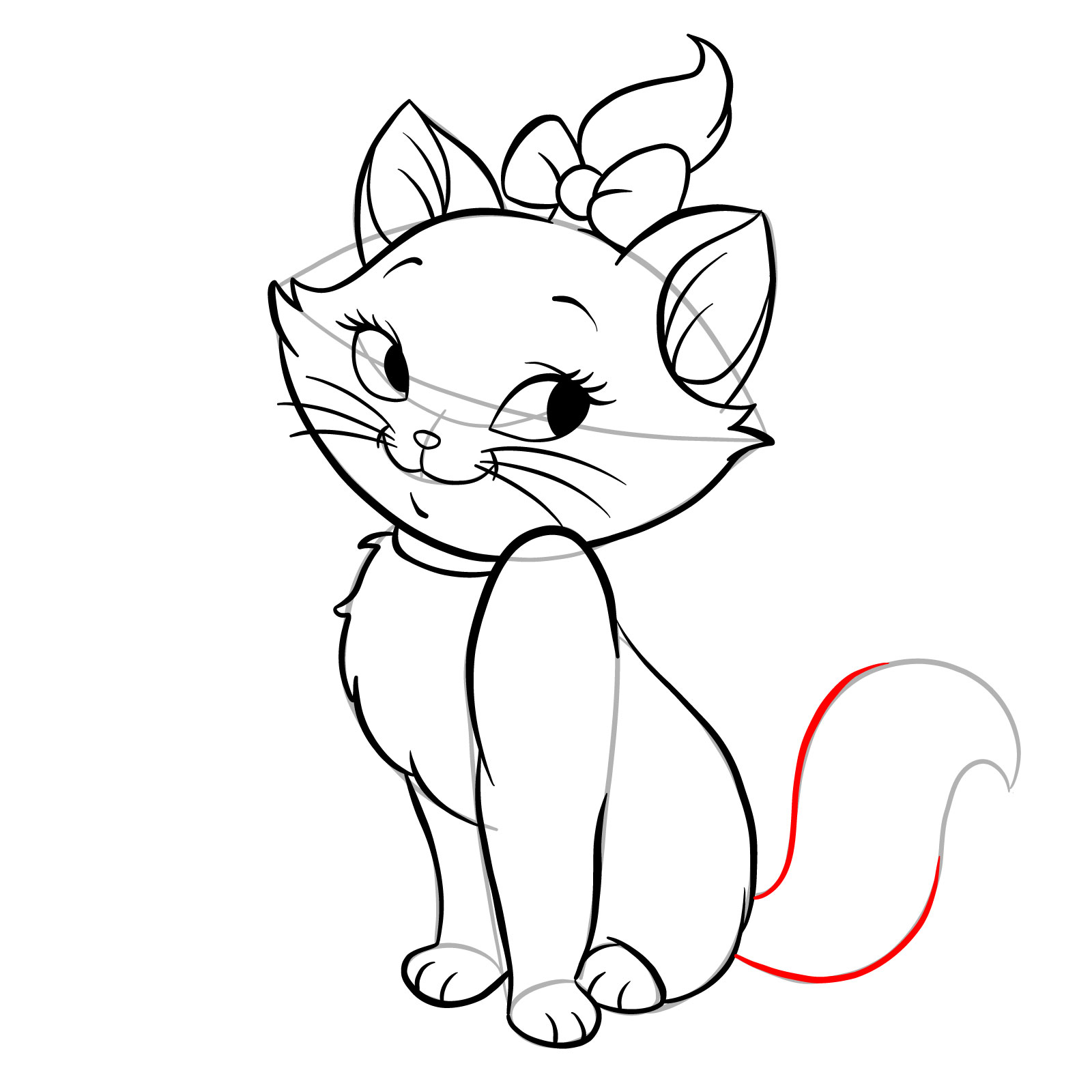 How to draw Marie from The Aristocats - step 23