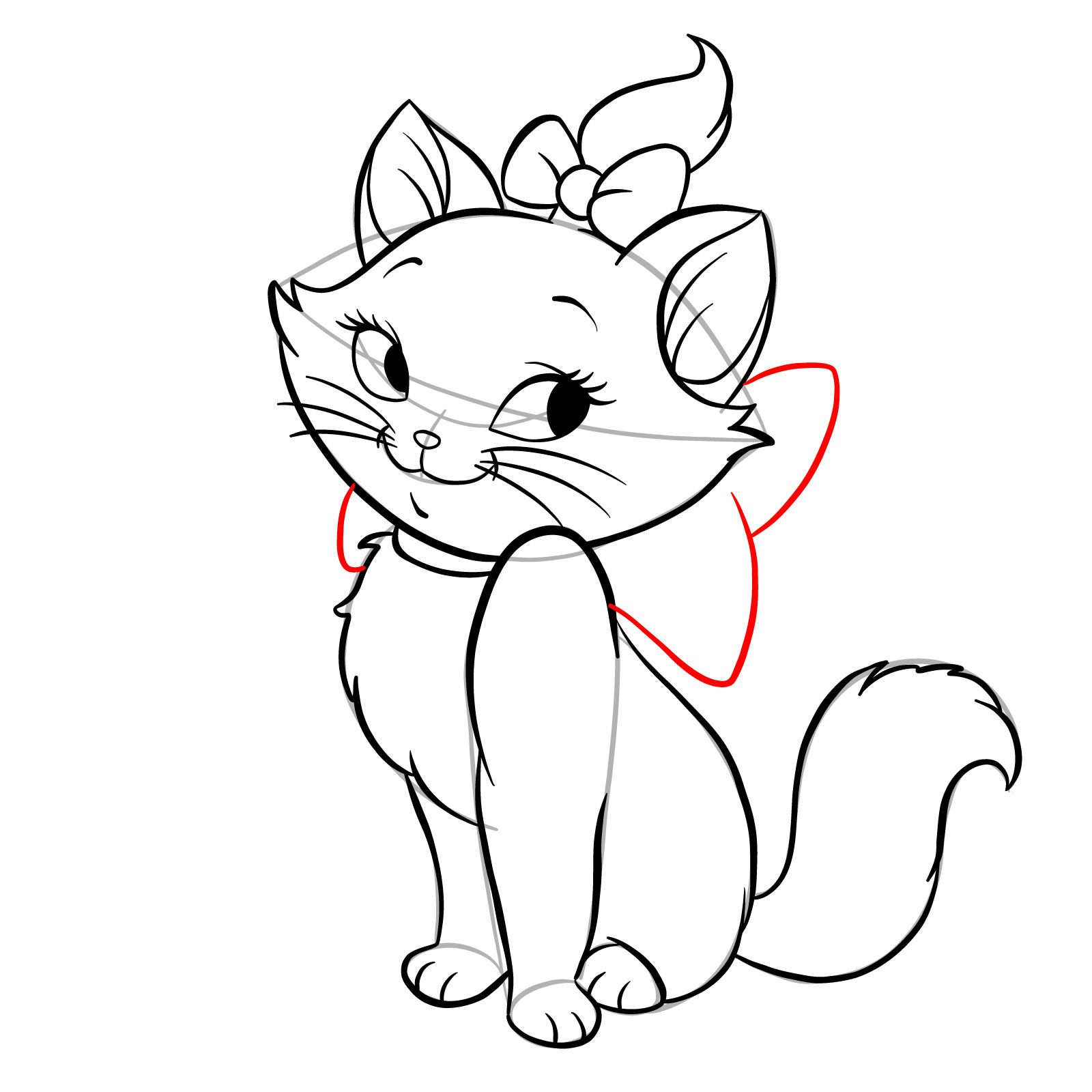 How to draw Marie from The Aristocats - step 25