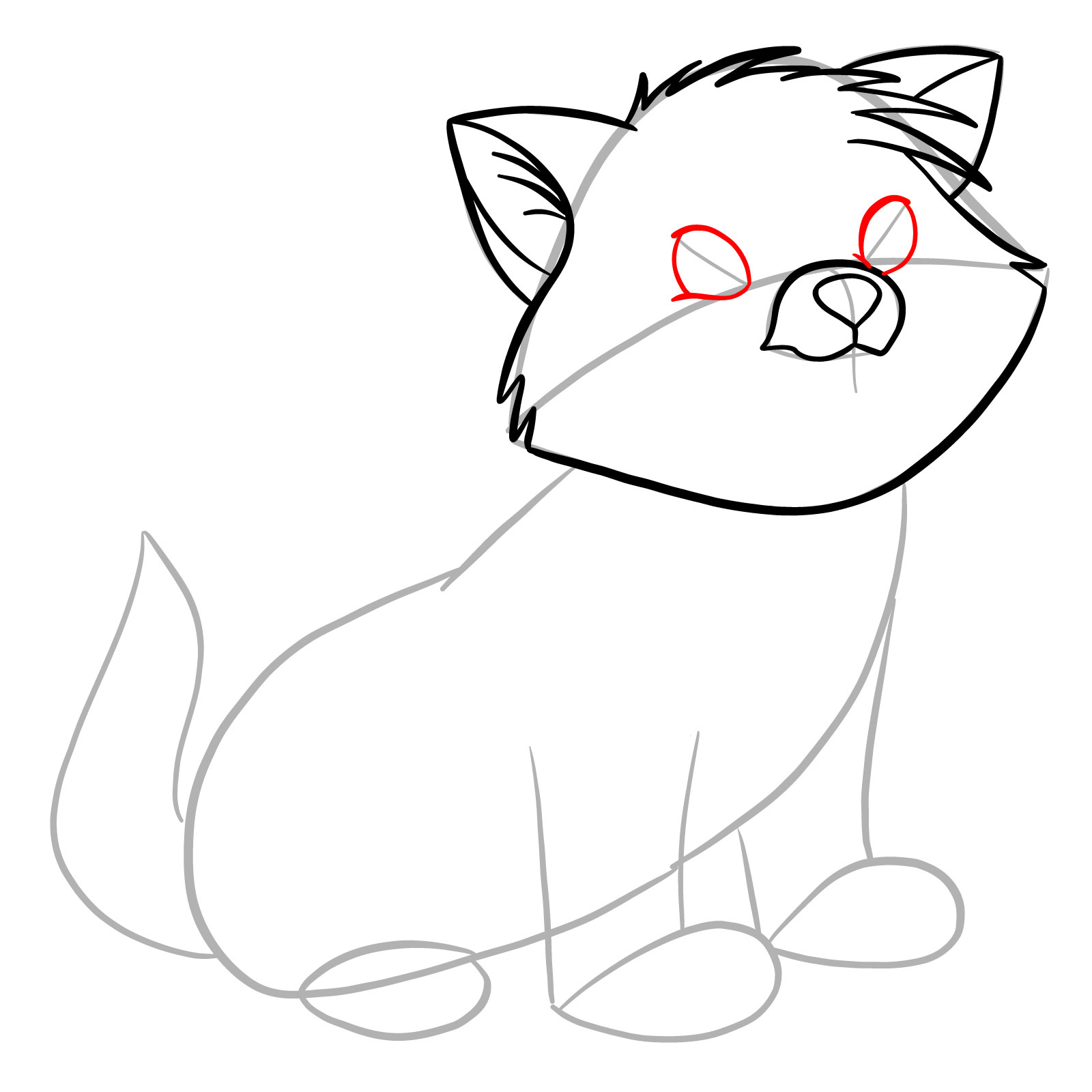 How to draw Toulouse from The Aristocats - step 12