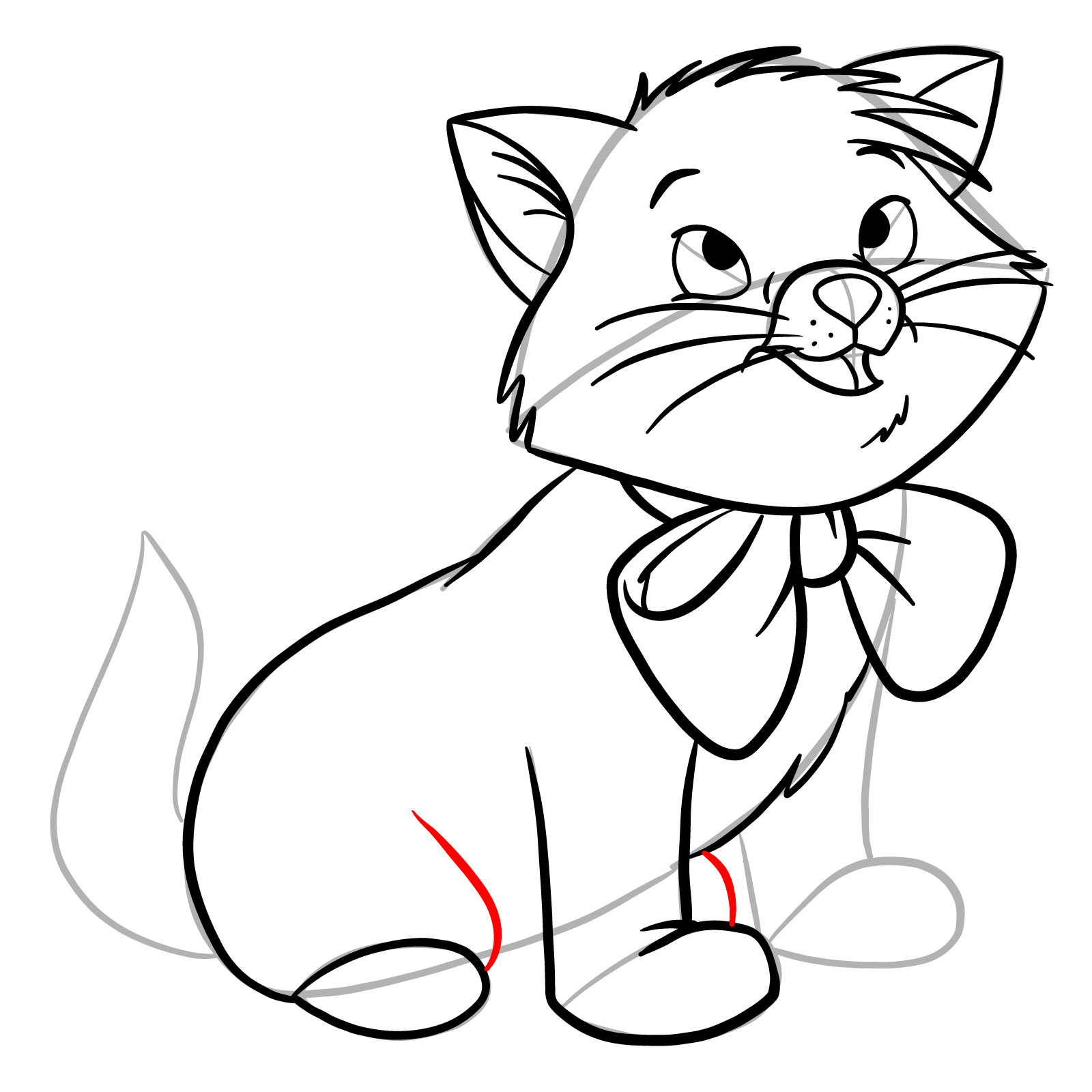 How to draw Toulouse from The Aristocats - step 21