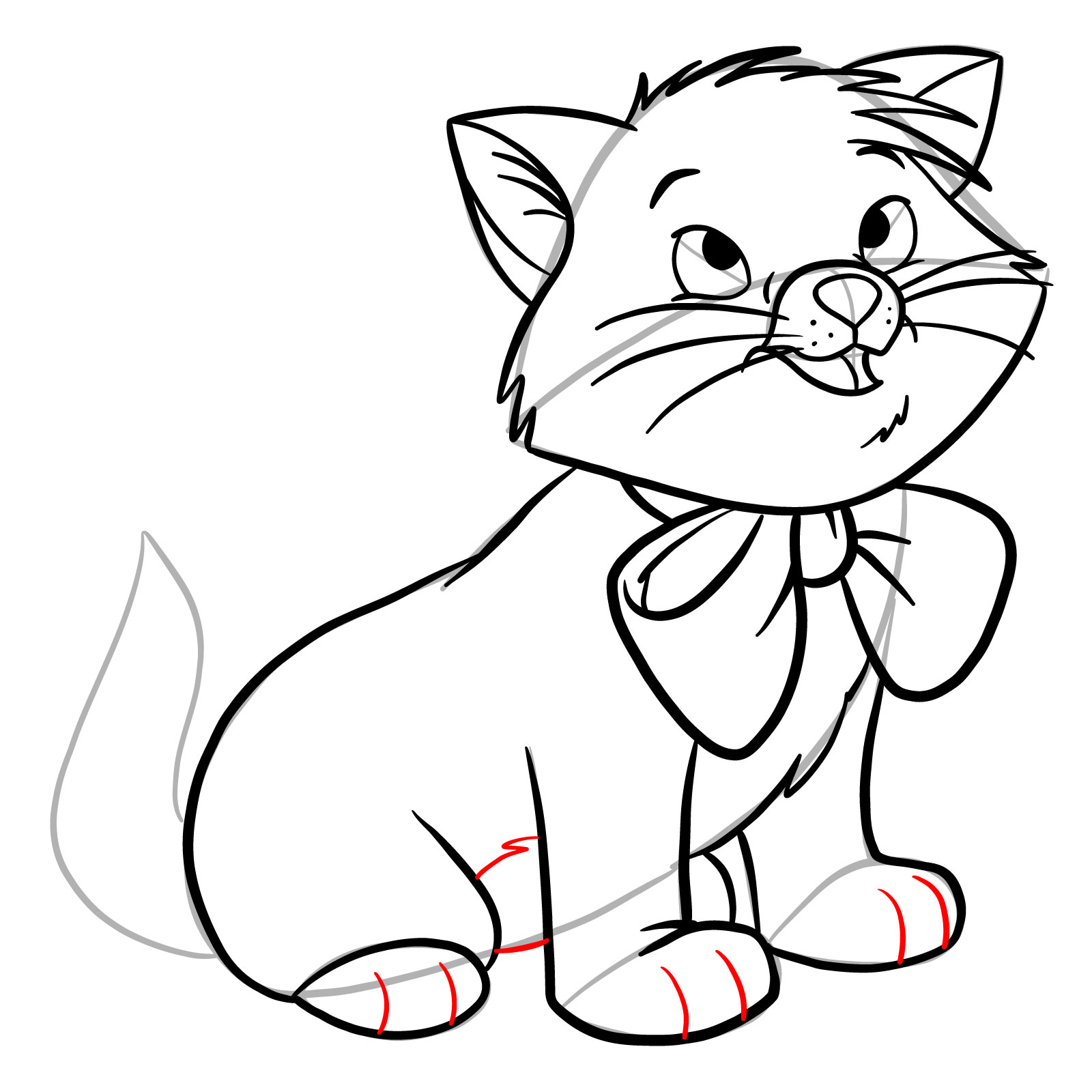 How to draw Toulouse from The Aristocats - step 23
